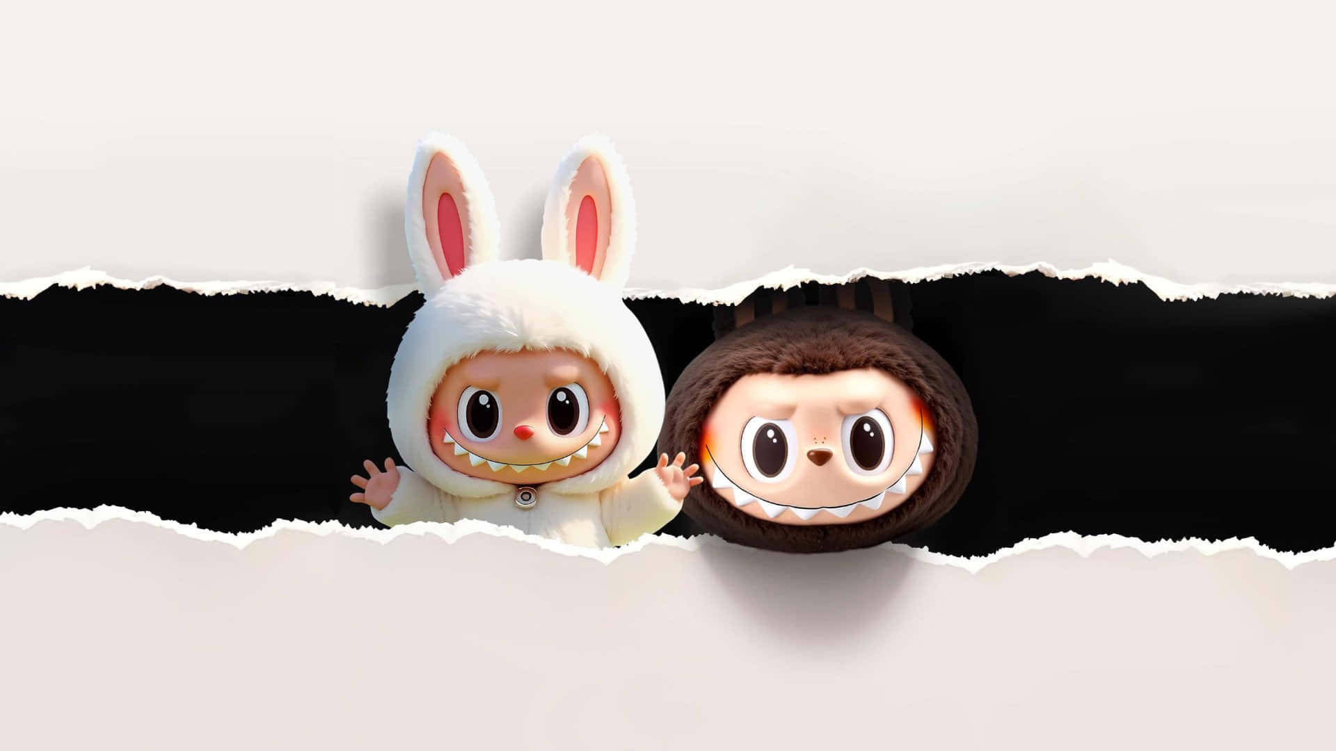 Labubu, bunny costume, white bunny costume, Full HD Desktop Wallpaper