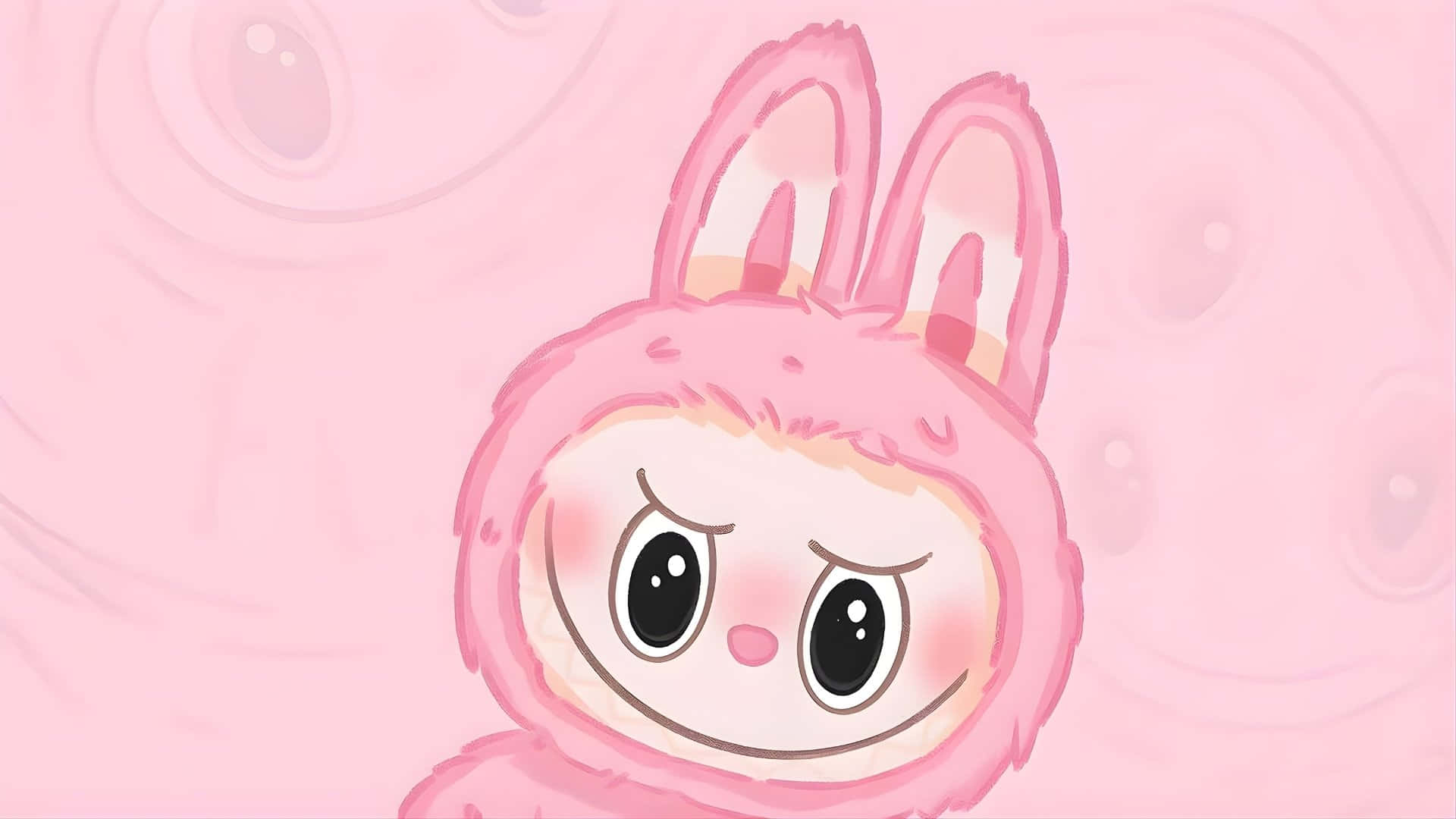 Labubu, pink bunny costume, big eyes, Full HD Desktop Wallpaper