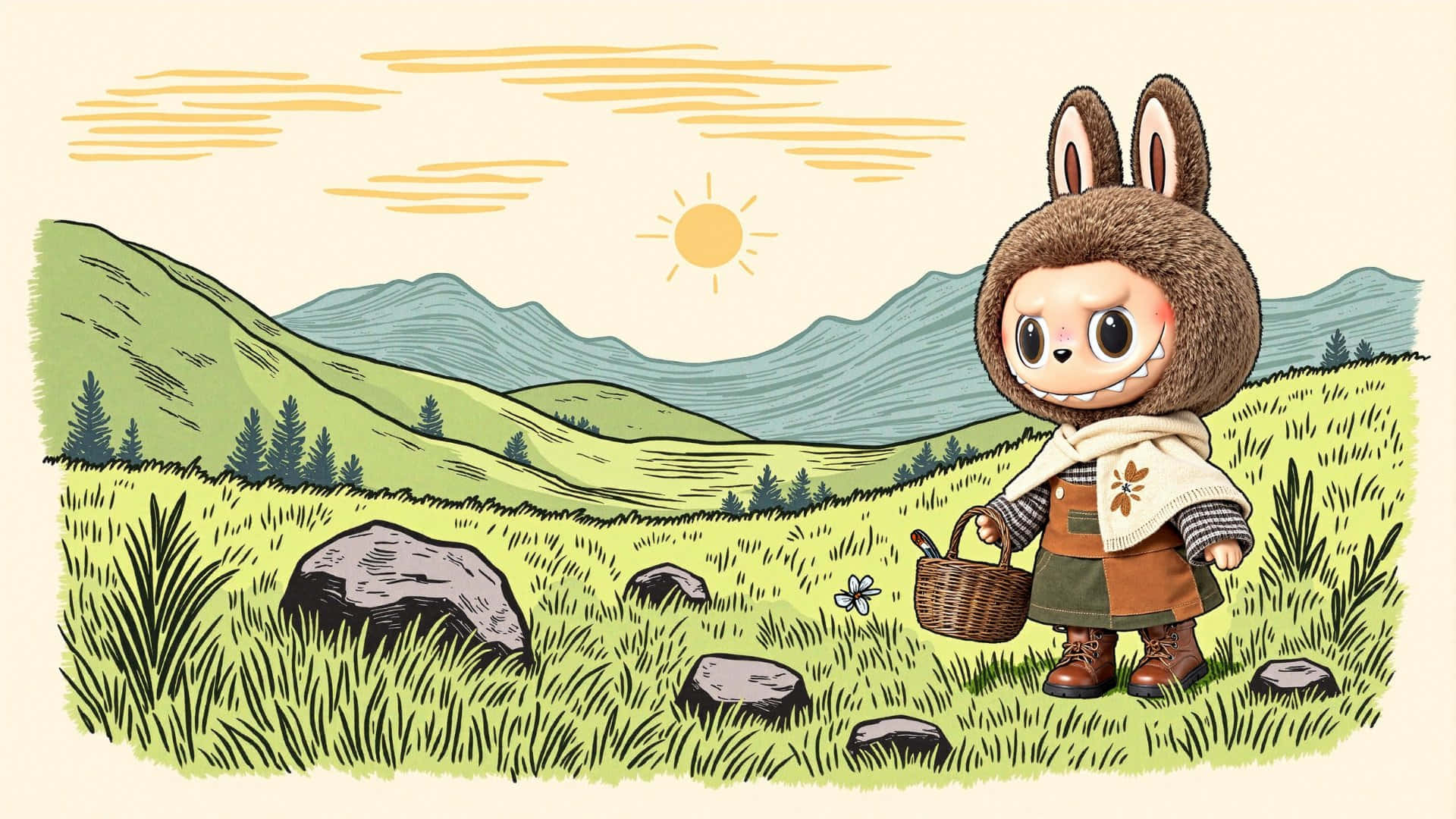 Labubu, bunny, hooded cloak, Full HD Desktop Wallpaper
