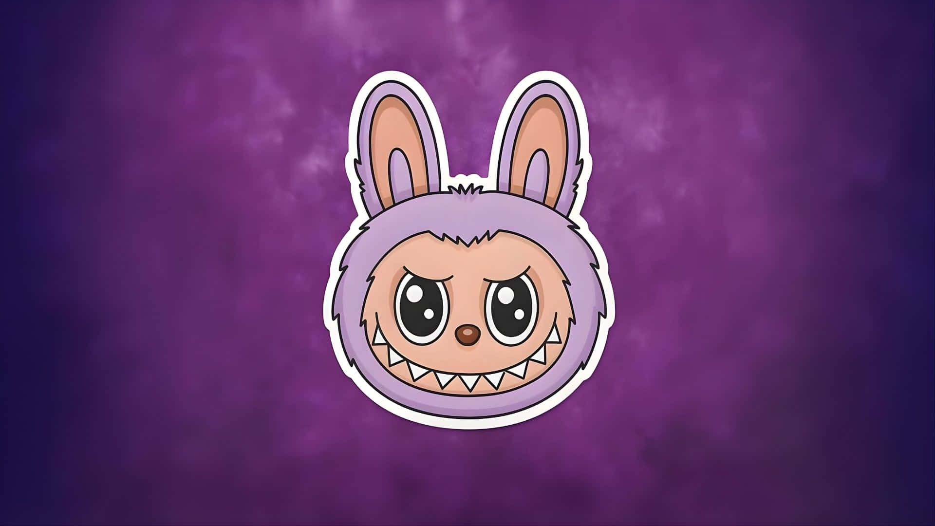 Labubu, cute bunny mascot, textured purple background, Full HD Desktop Wallpaper