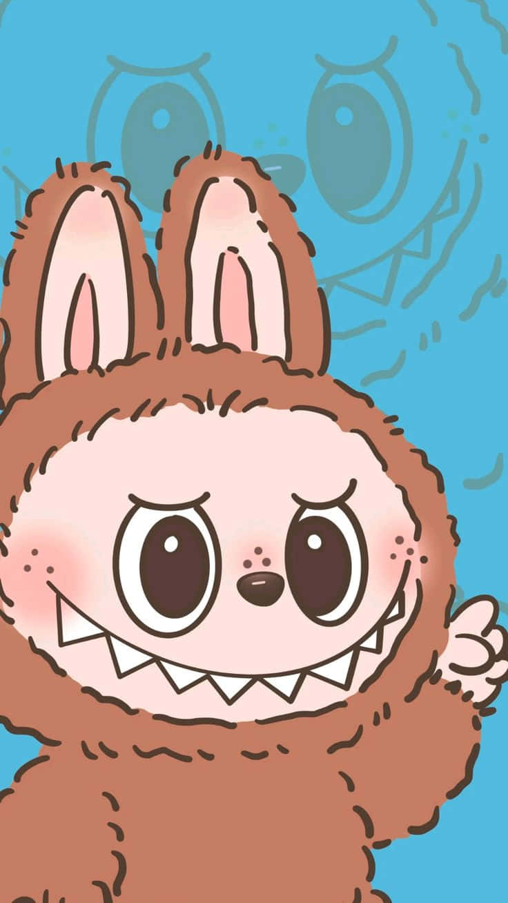 Labubu, cheerful wave, blue, HD Phone Wallpaper