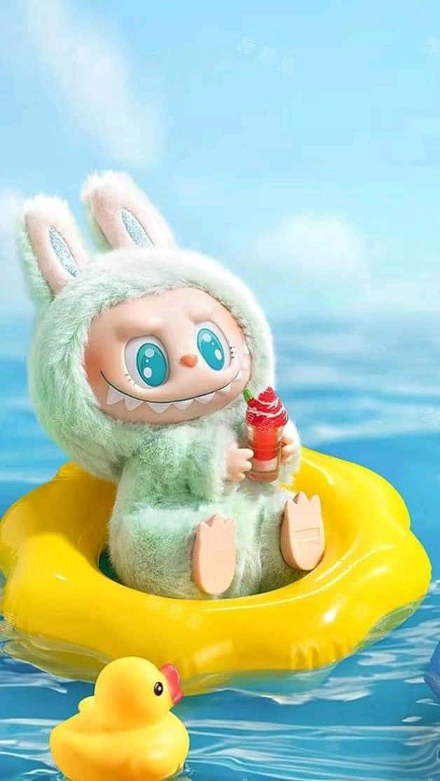 Labubu, mint bunny, big blue eyes, SD Phone Wallpaper