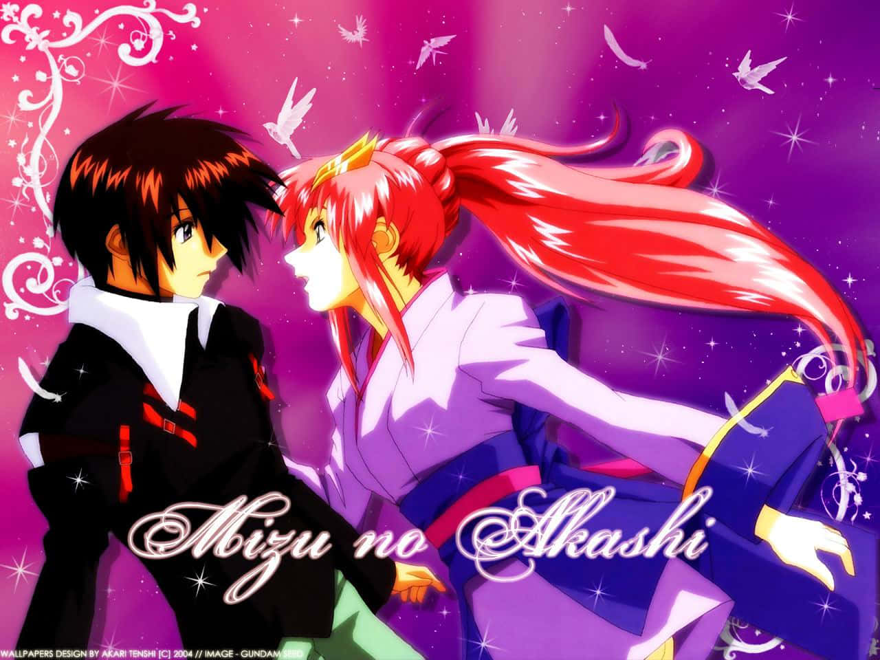 Lacus Clyne, anime characters, sparkling purple background, HD Desktop Wallpaper