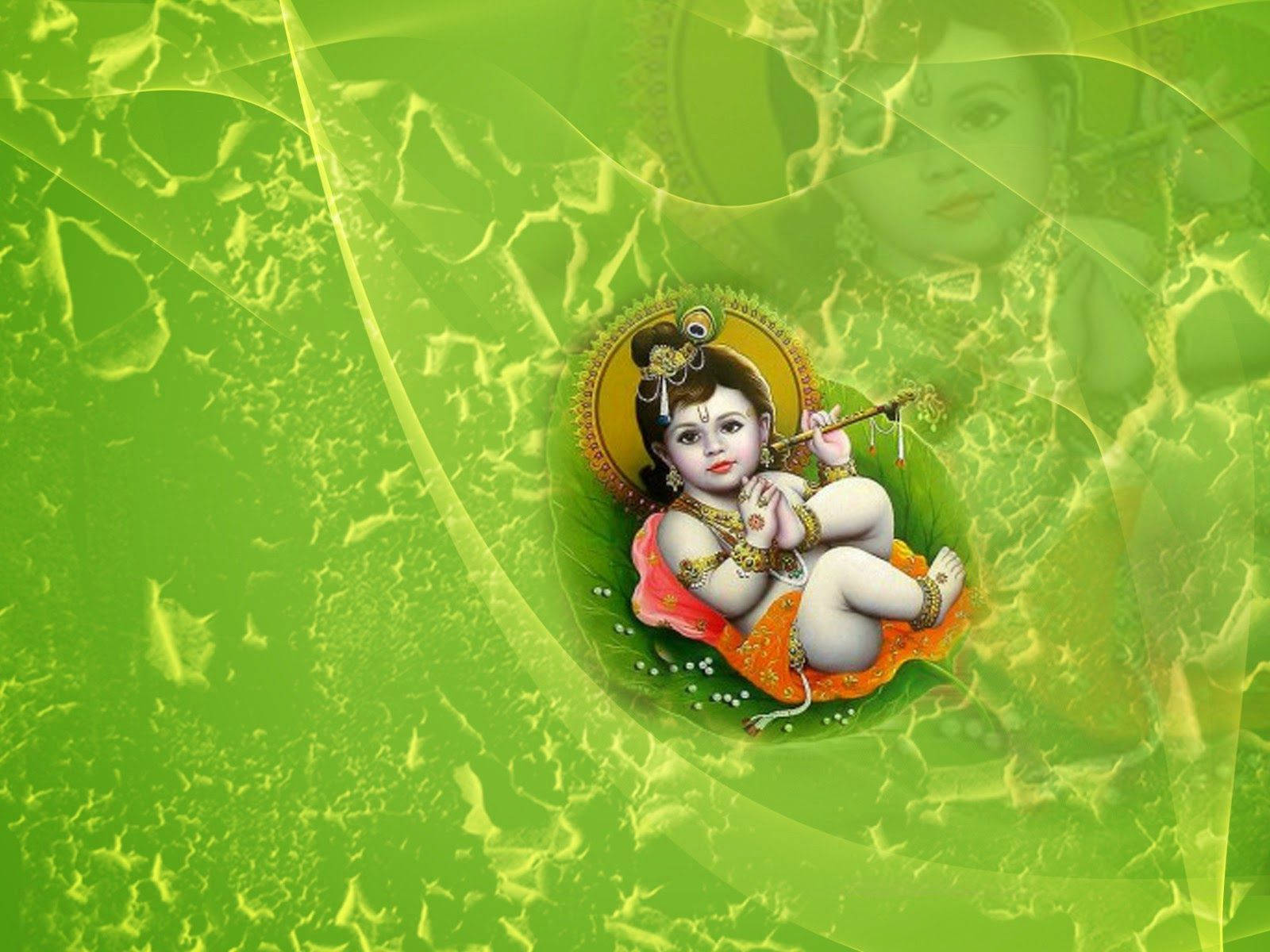 Laddu Gopal, flute, leaf, HD Desktop Wallpaper