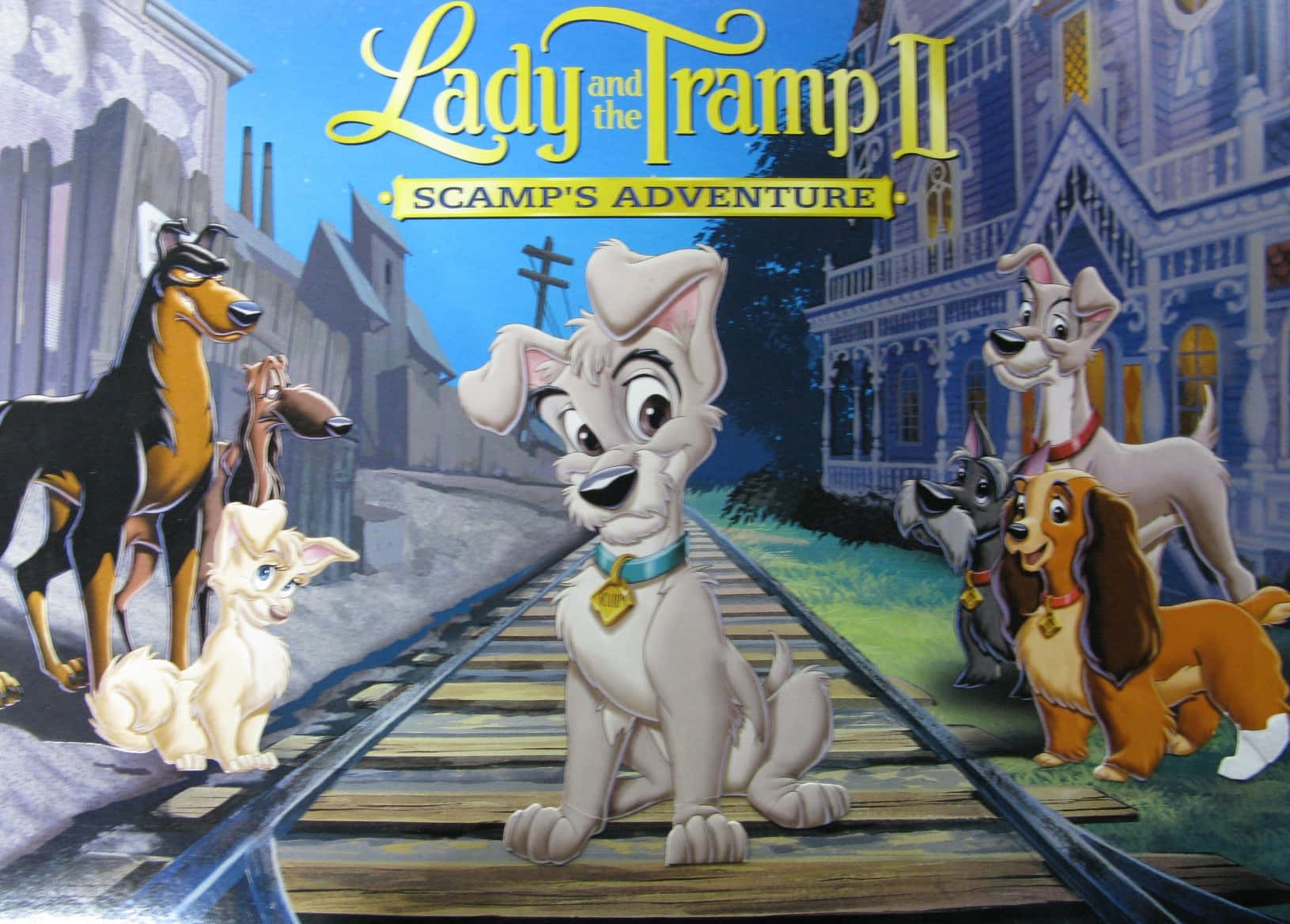 Lady and the Tramp, spaghetti moment, animated dogs, HD Desktop Wallpaper