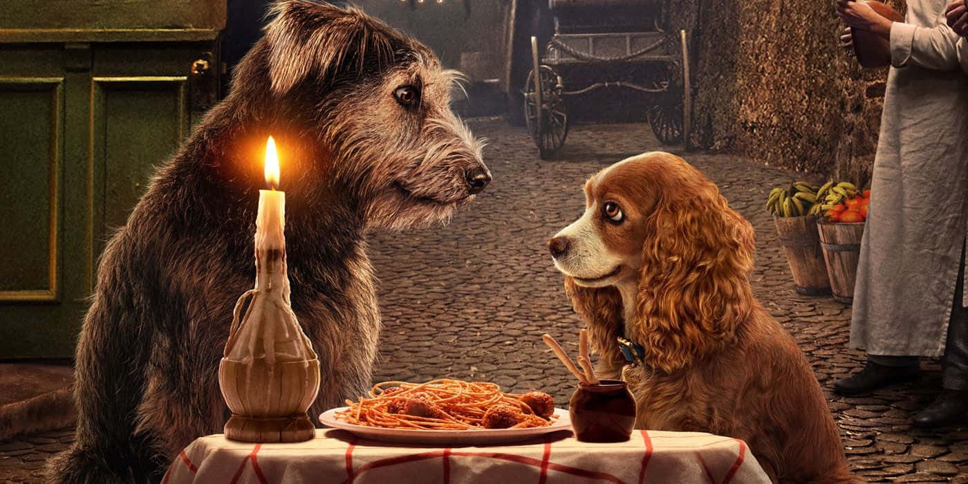 Lady and the Tramp, spaghetti dinner, candlelit, HD Desktop Wallpaper