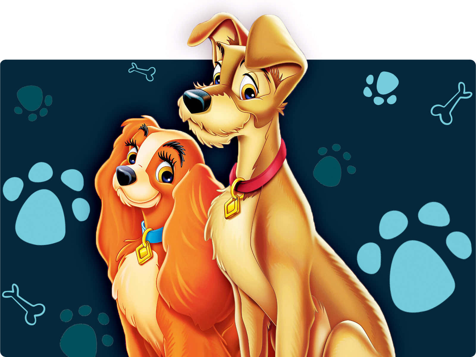 Lady and the tramp, spaghetti kiss, romantic moonlit night, HD Desktop Wallpaper