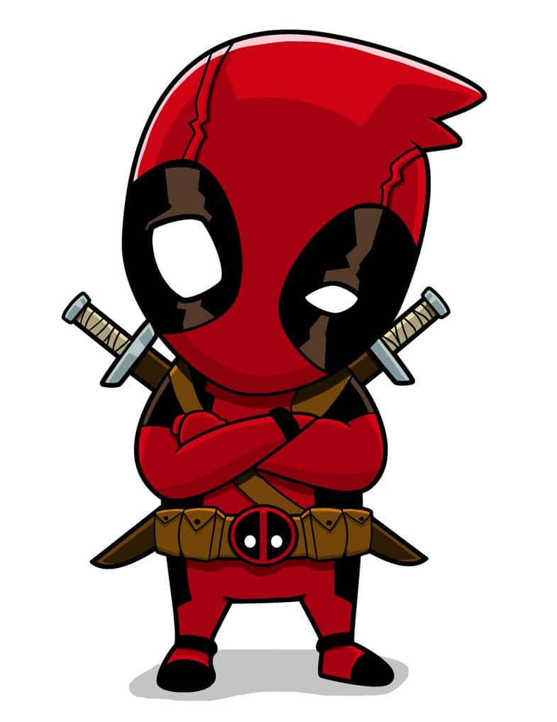 Deadpool, red suit, crossed swords, SD Phone Wallpaper