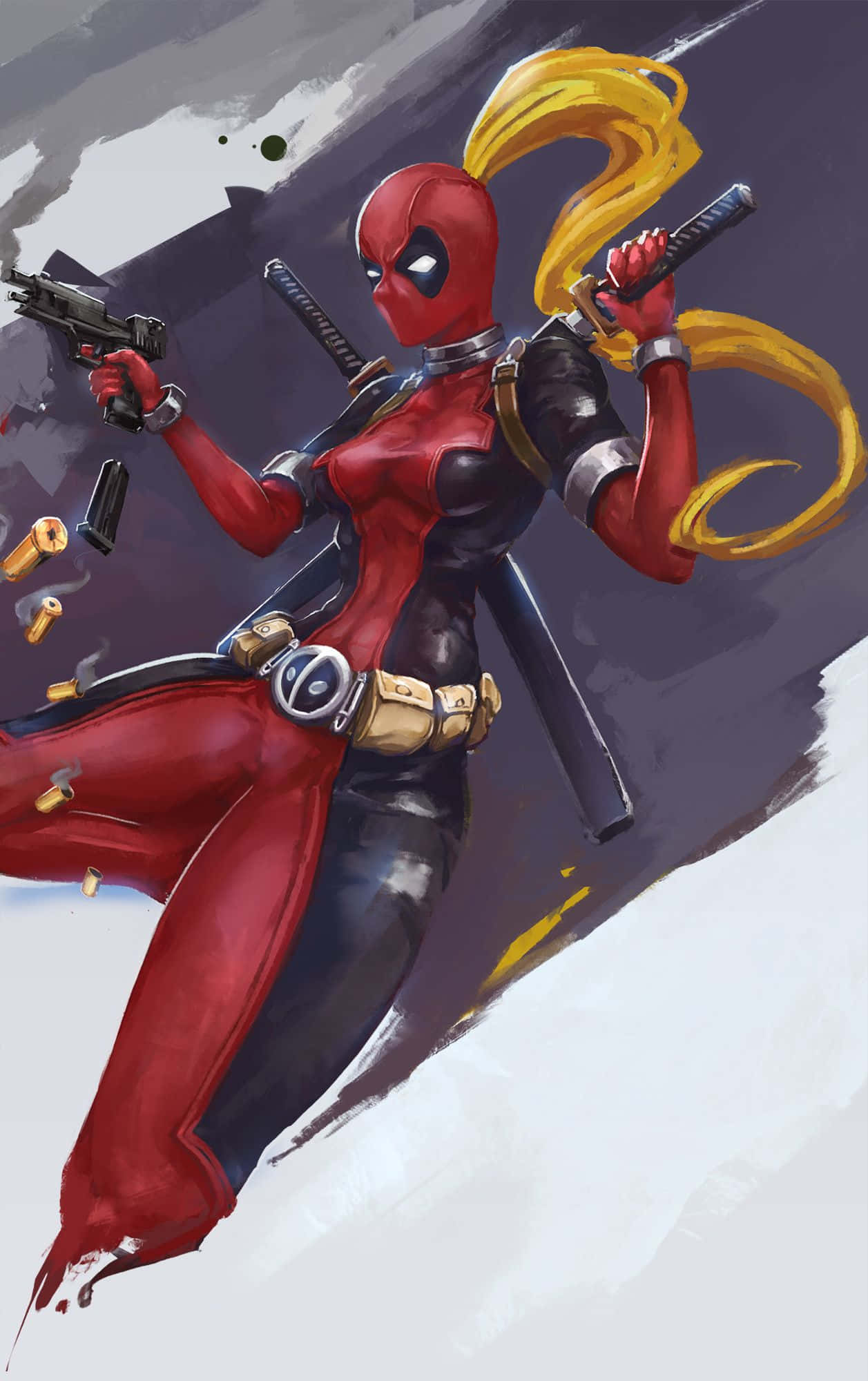 Lady Deadpool, Deadpool, yellow pigtails, Full HD Phone Wallpaper