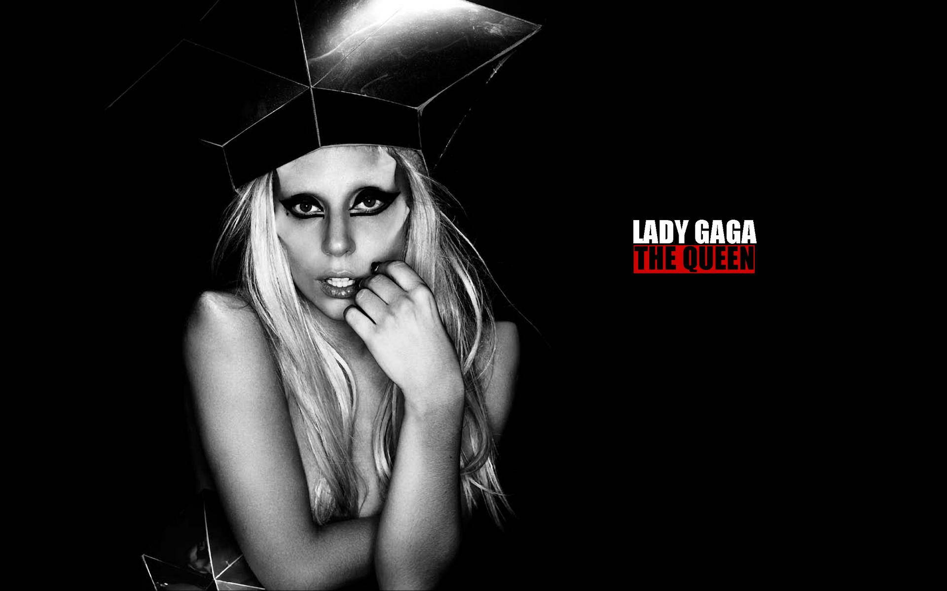 Lady Gaga, black and white, dramatic makeup, Full HD Desktop Wallpaper