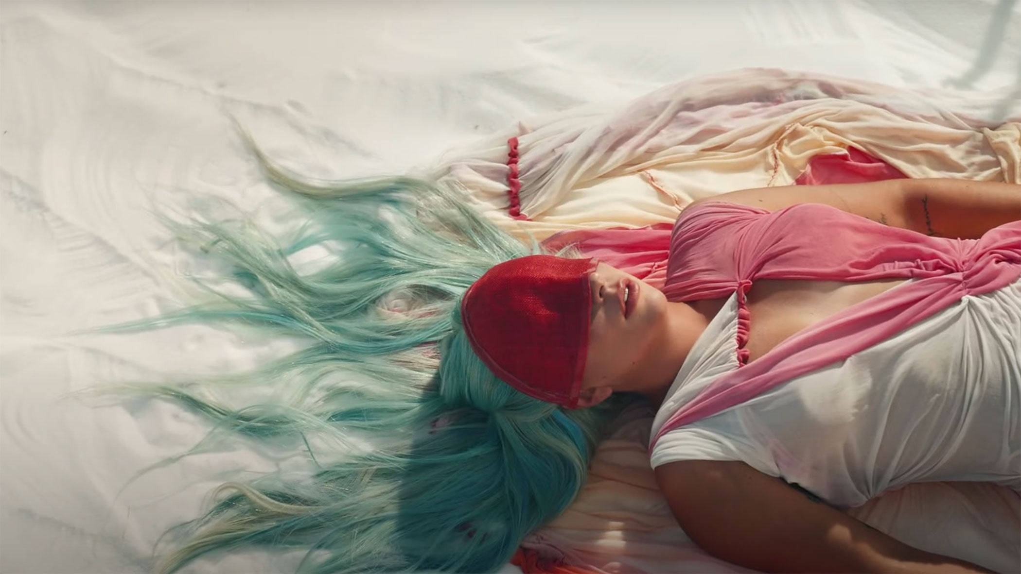 Lady Gaga, 911 Short Film, turquoise hair, Full HD Desktop Wallpaper