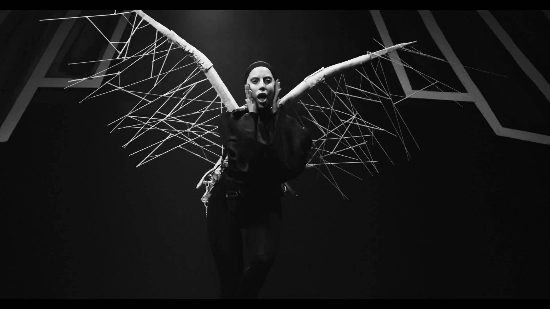 Lady Gaga, skeleton wings, dark stage, Full HD Desktop Wallpaper