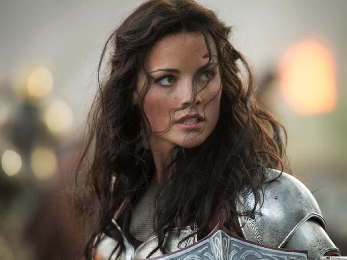 Lady Sif, silver armor, dark hair, SD Desktop Wallpaper
