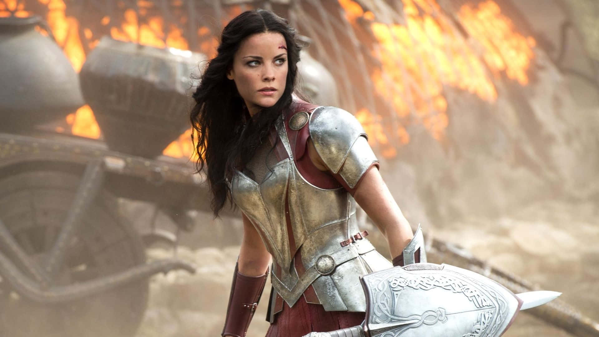 Lady Sif, silver armor, shield, Full HD Desktop Wallpaper