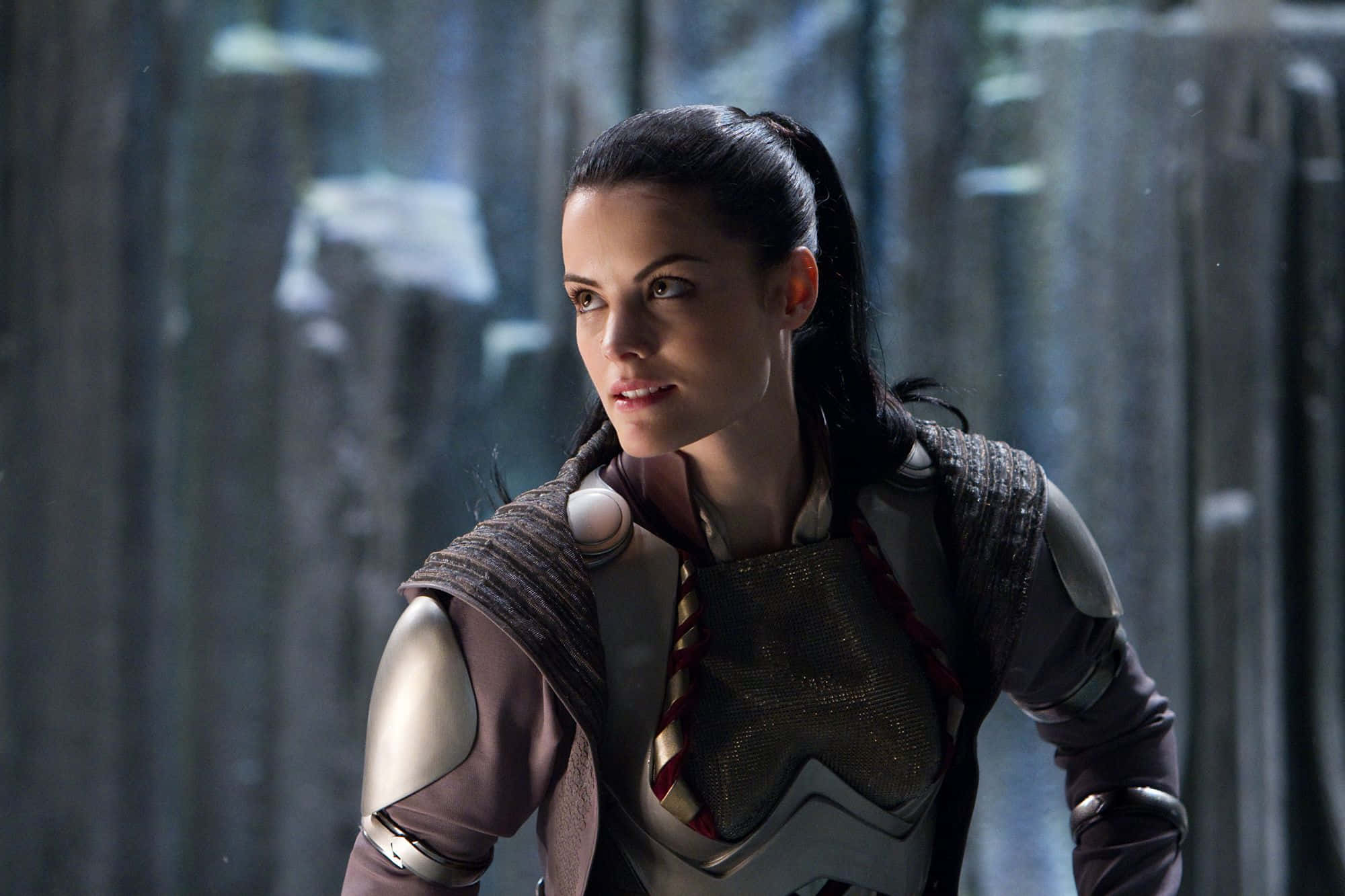 Lady Sif, metallic armor, misty futuristic forest, Full HD Desktop Wallpaper