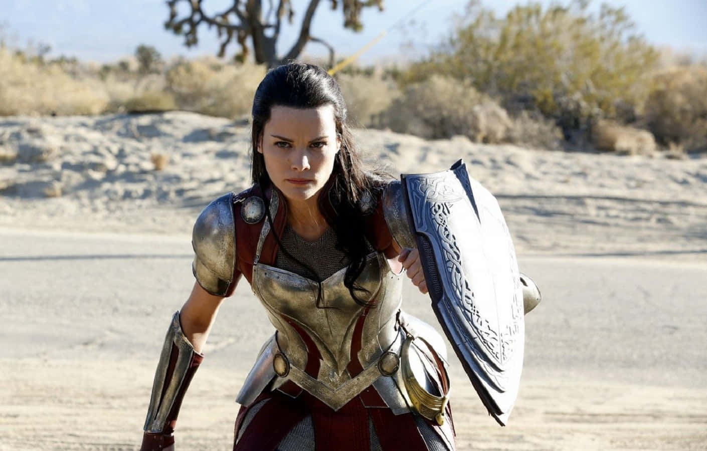 Lady Sif, silver and red armor, detailed shield, HD Desktop Wallpaper