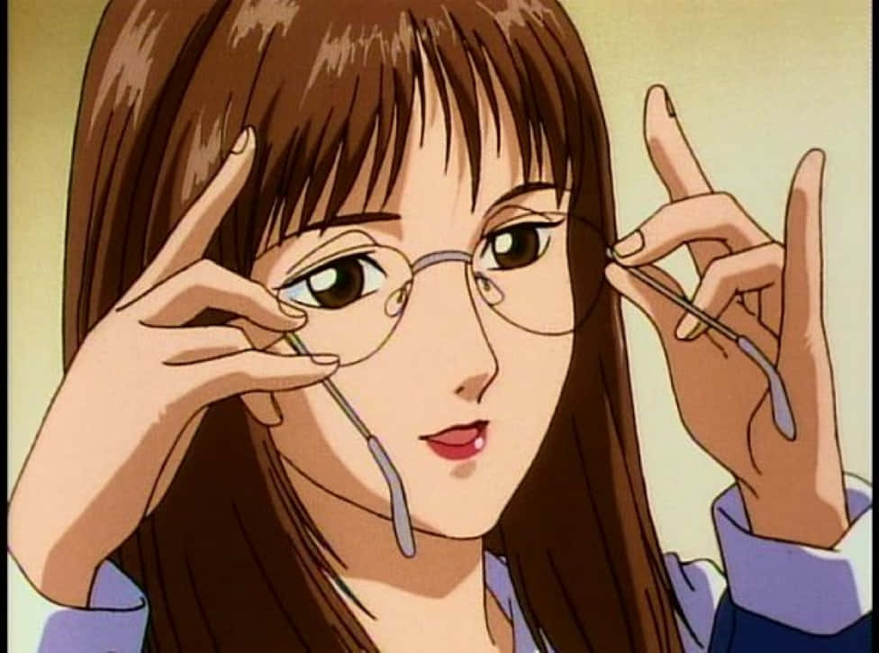 Lady Une, brown hair, round glasses, SD Desktop Wallpaper