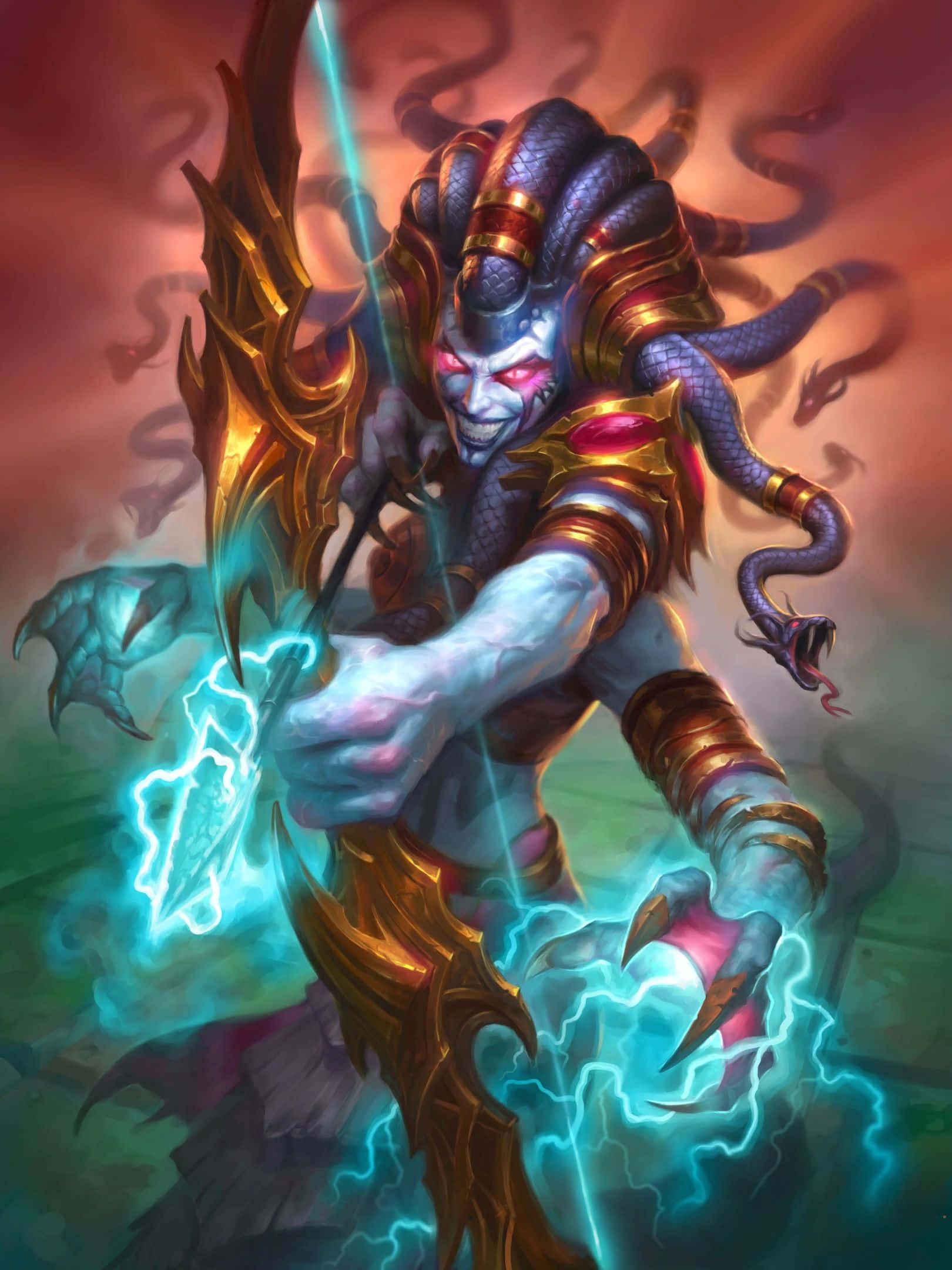 Lady Vashj, electric command, golden armor, Full HD Phone Wallpaper