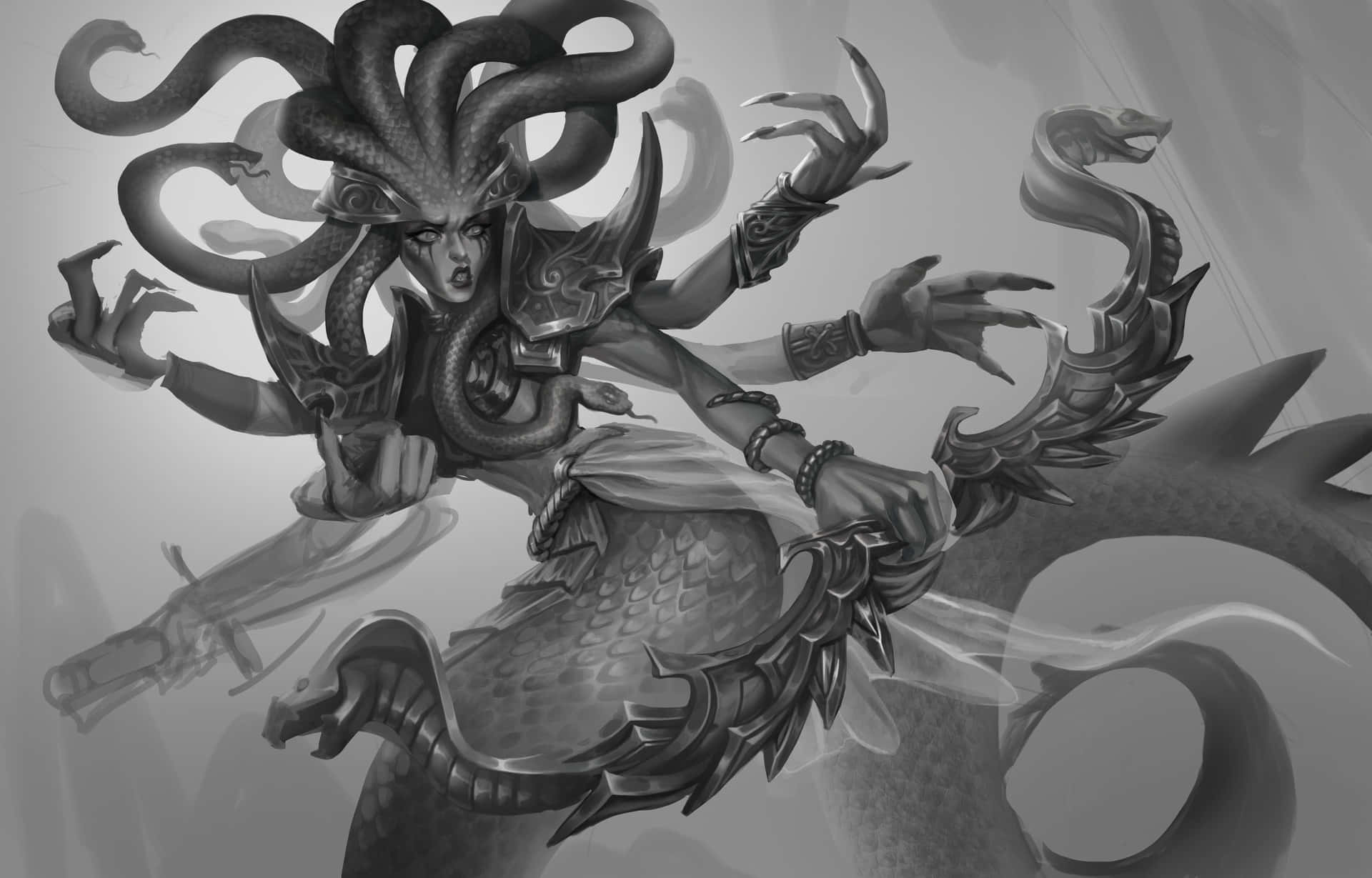 Lady Vashj, naga form, serpent-headed goddess, Full HD Desktop Wallpaper