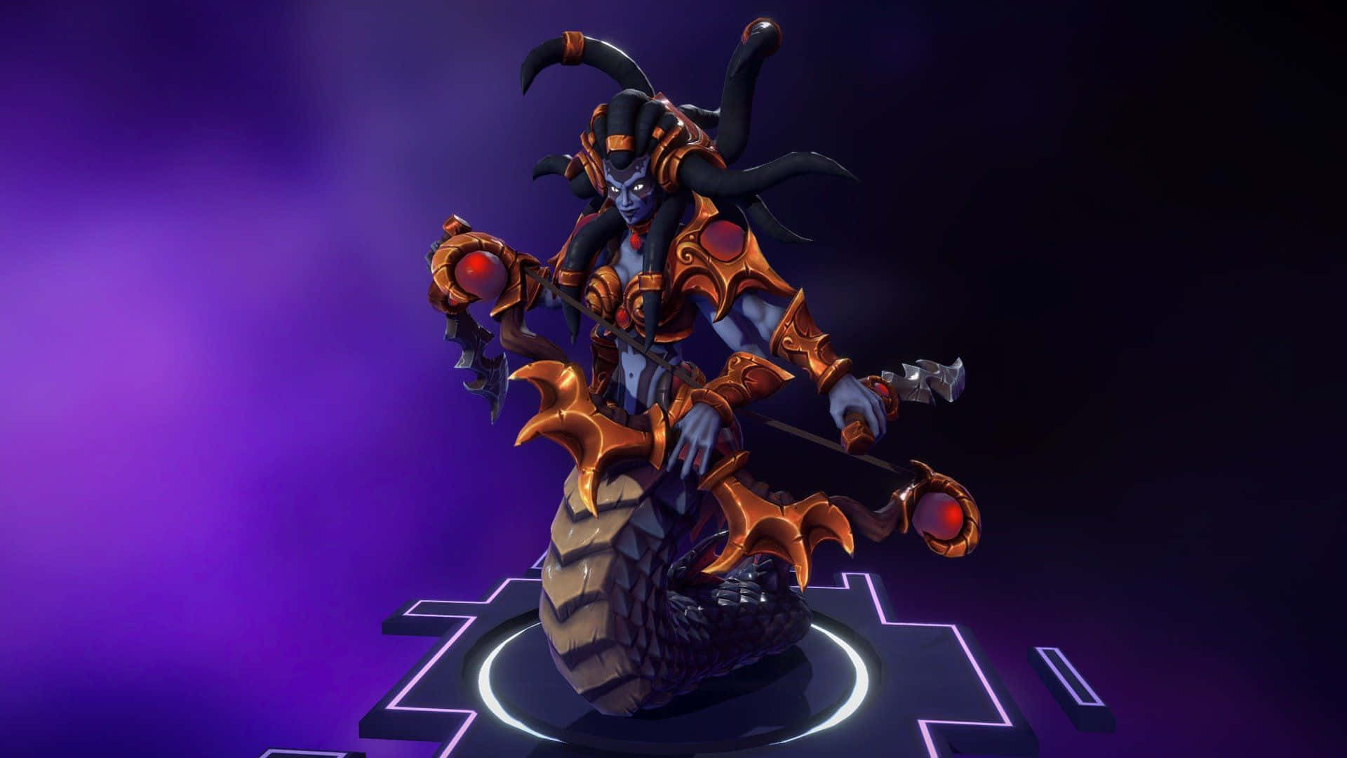 Lady Vashj, demonic figure, multiple horns, Full HD Desktop Wallpaper