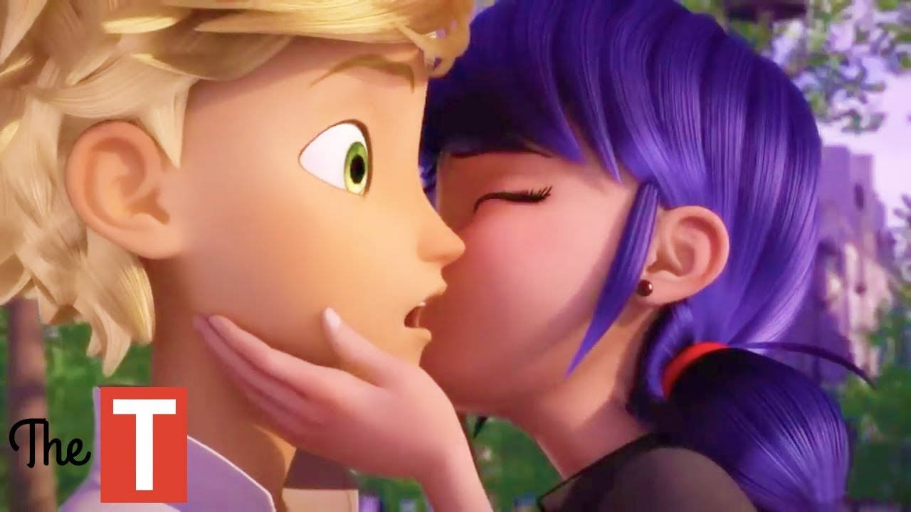 Ladybug, Cat Noir, kiss, HD Desktop Wallpaper