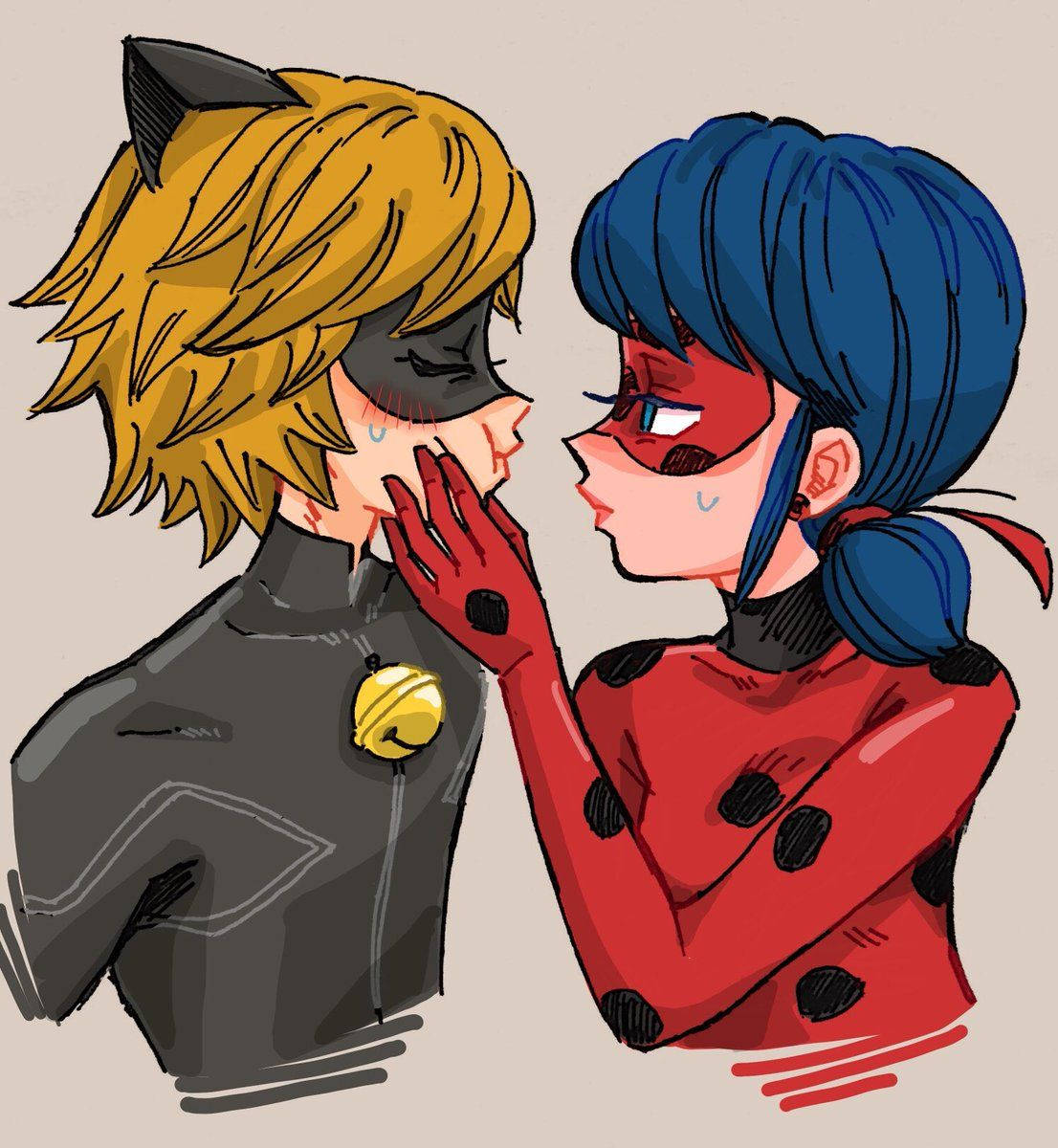 Ladybug, Cat Noir, red with black spots, SD Phone Wallpaper