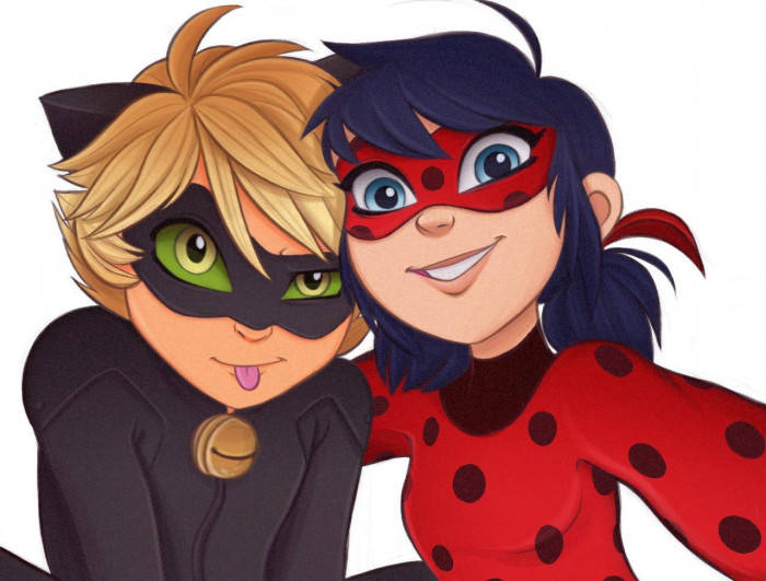 Ladybug, Cat Noir, animated superheroes, SD Desktop Wallpaper