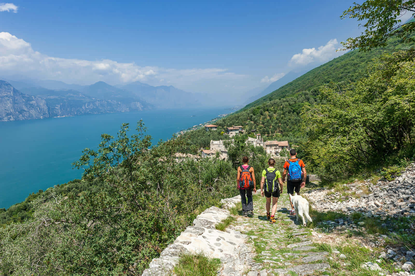 Lago Di Garda, stone path, turquoise lake, HD Desktop Wallpaper