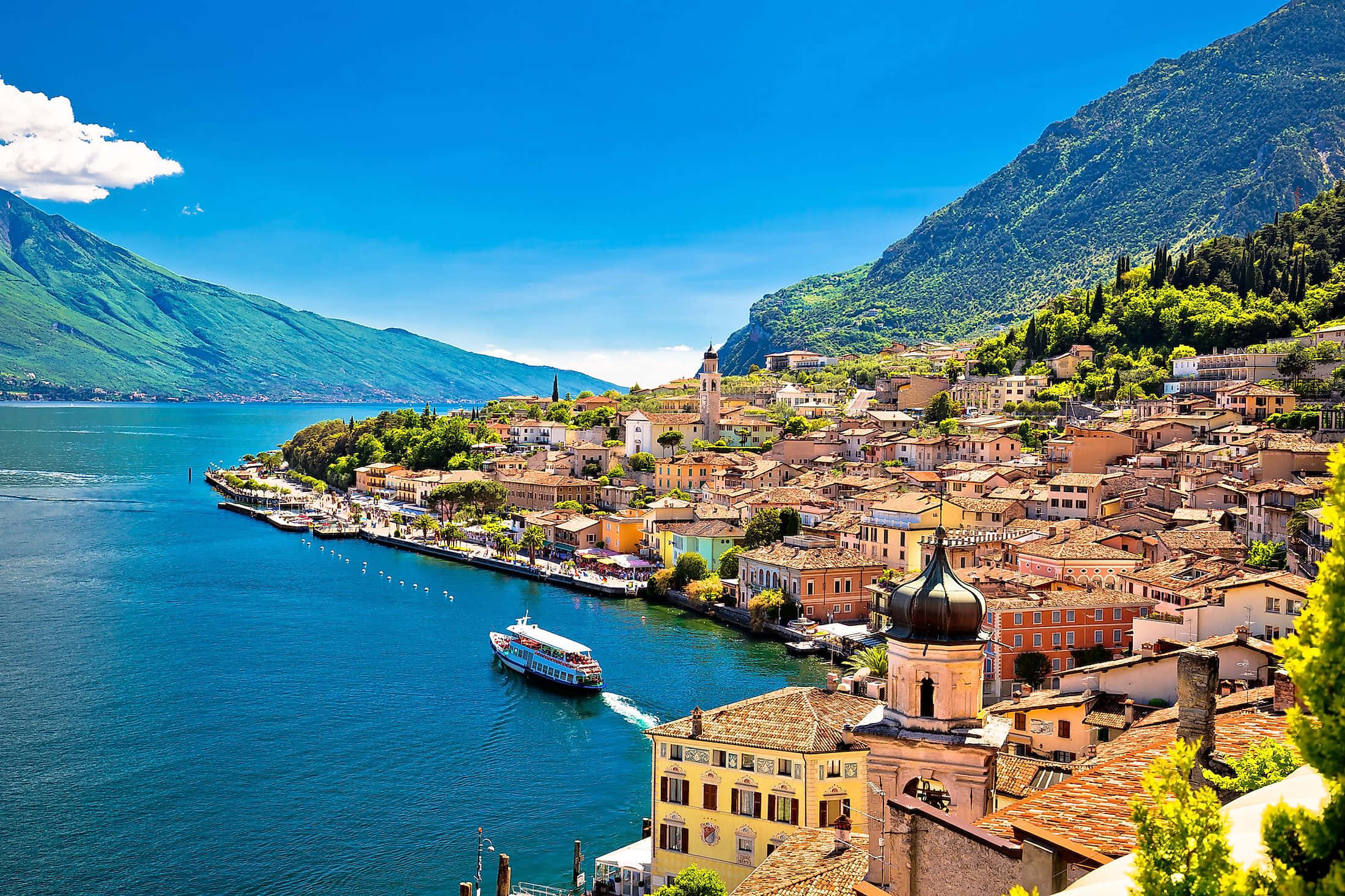 Lago Di Garda, sunny day, clear blue sky, Full HD Desktop Wallpaper