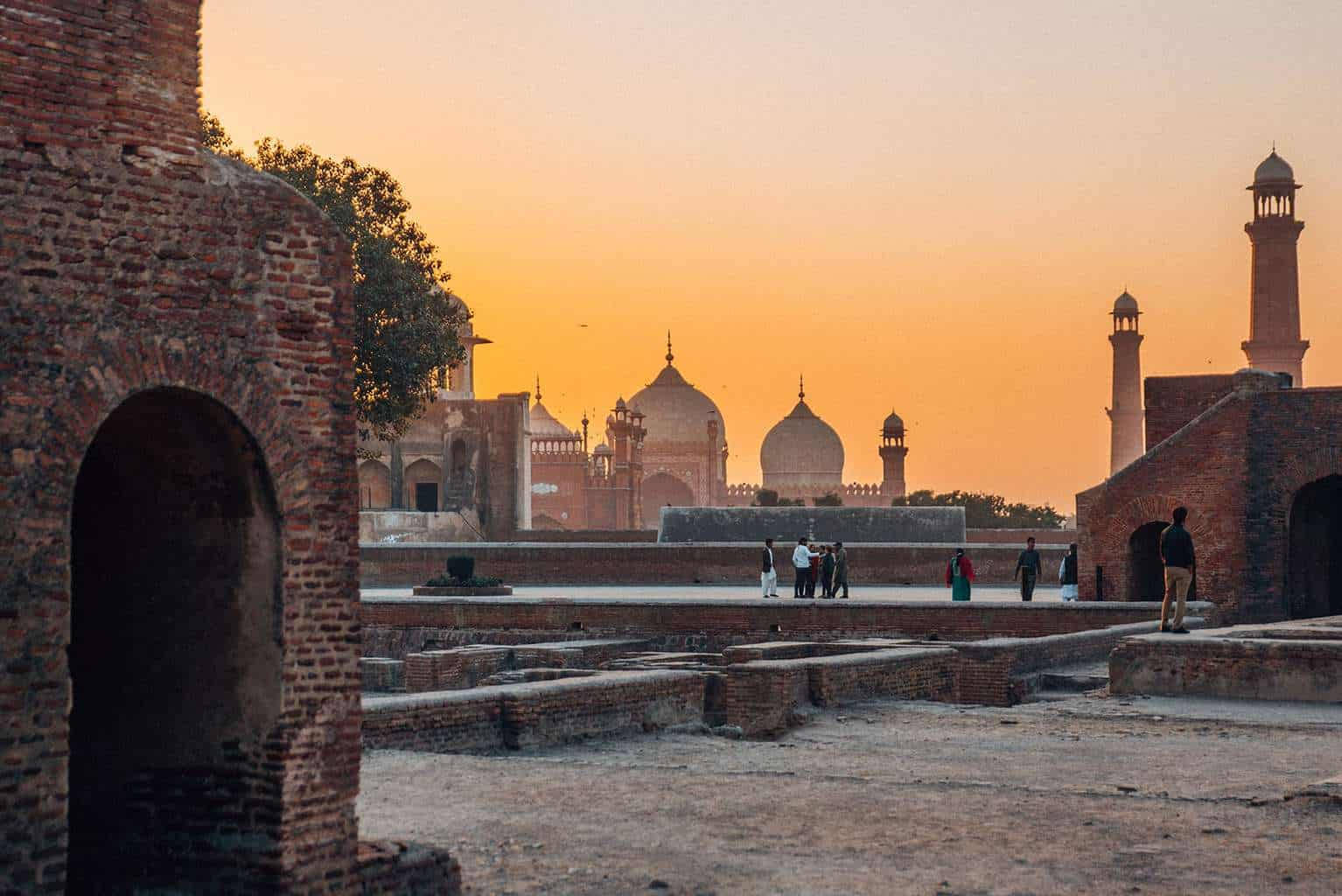 distant mosque, Lahore, sunset, HD Desktop Wallpaper