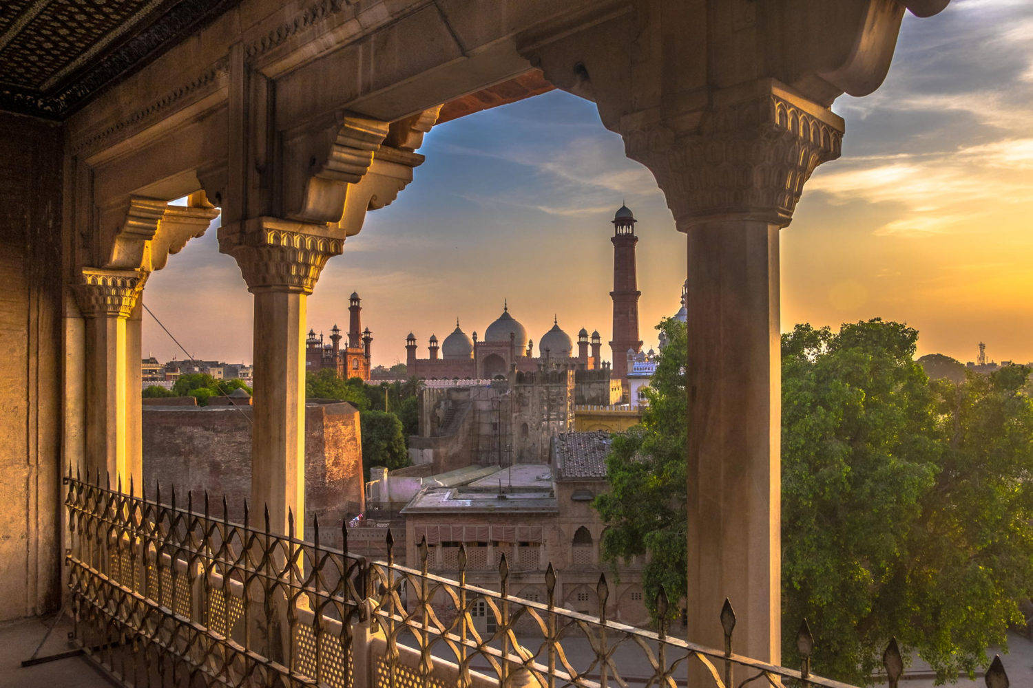 Lahore, mosque, sunset, HD Desktop Wallpaper
