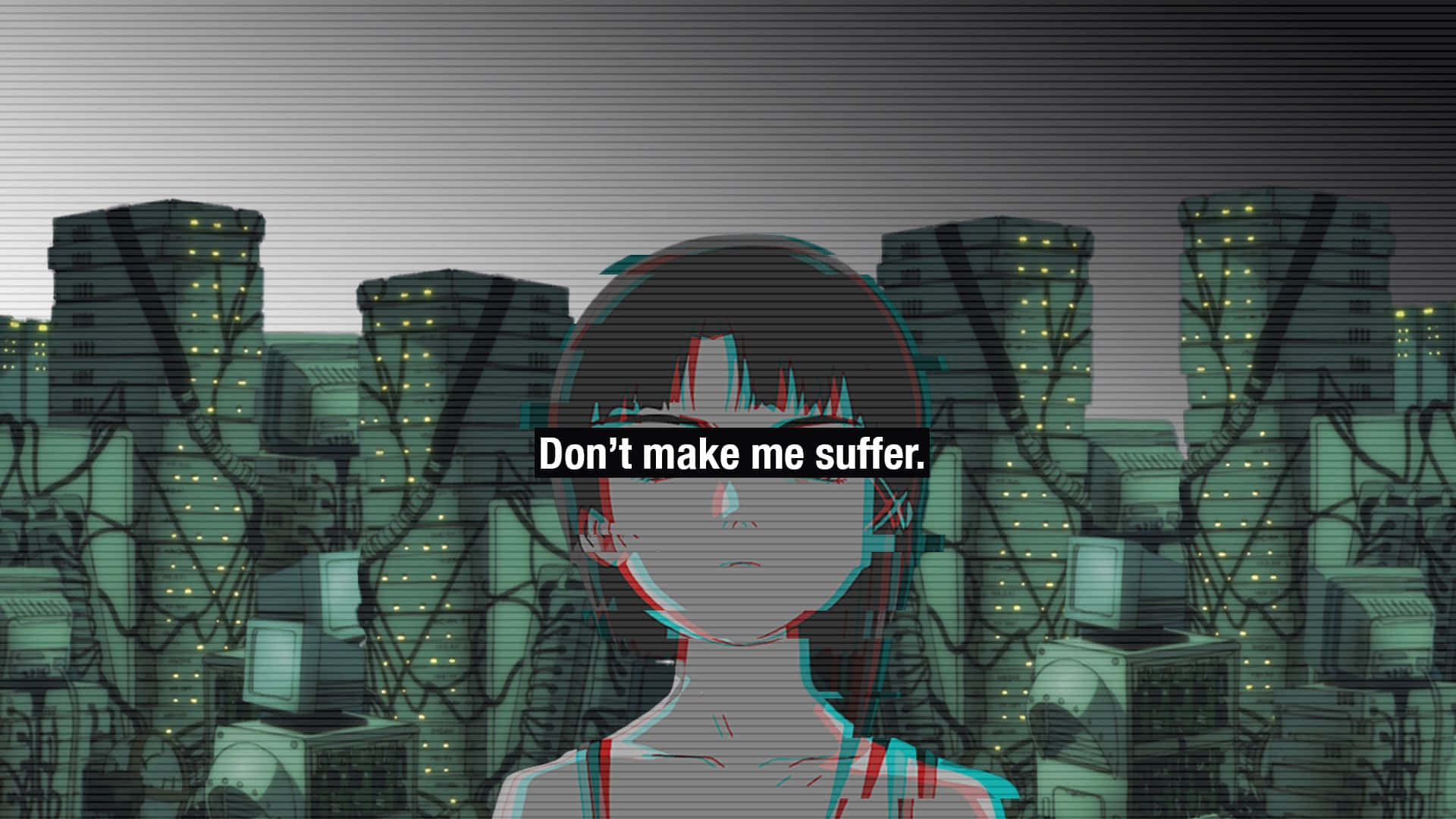 Lain Iwakura, vaporwave, cyberpunk cityscape, Full HD Desktop Wallpaper