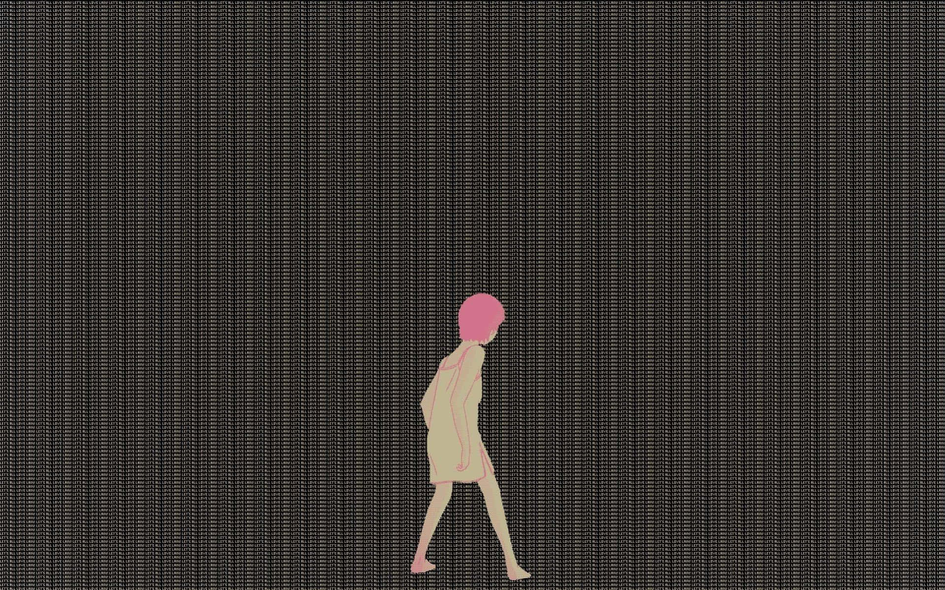 Lain Iwakura, pink-haired, digital rain, HD Desktop Wallpaper