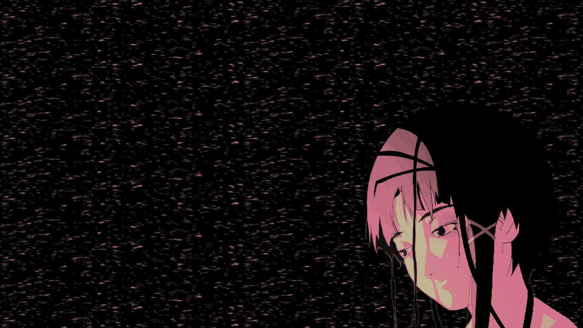 Lain Iwakura, pink-haired, tear streaks, Full HD Desktop Wallpaper