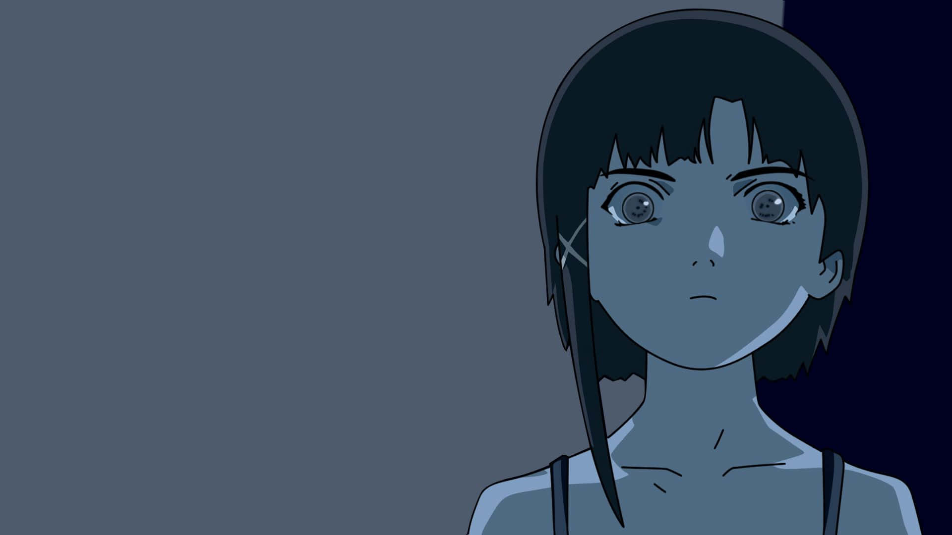 Lain Iwakura, anime girl, short dark hair, Full HD Desktop Wallpaper