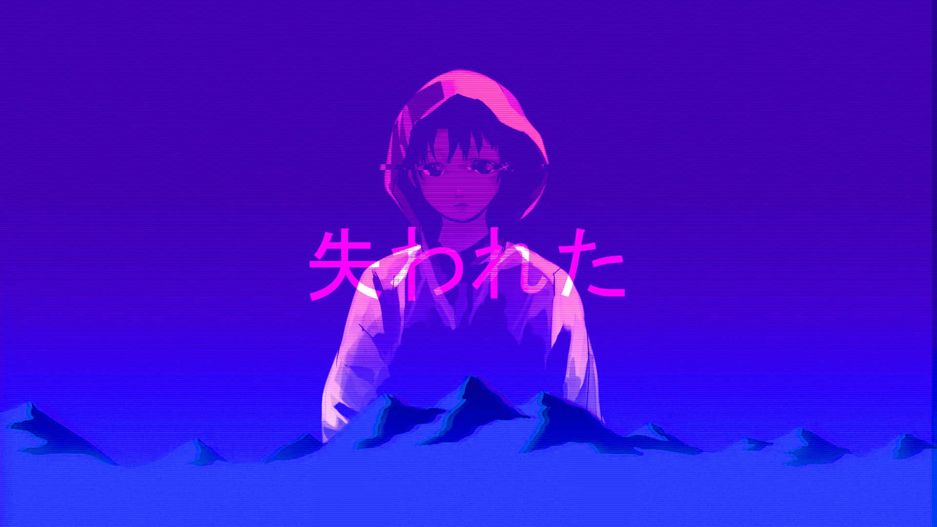 Lain Iwakura, digital world, gradient purple sky, Full HD Desktop Wallpaper