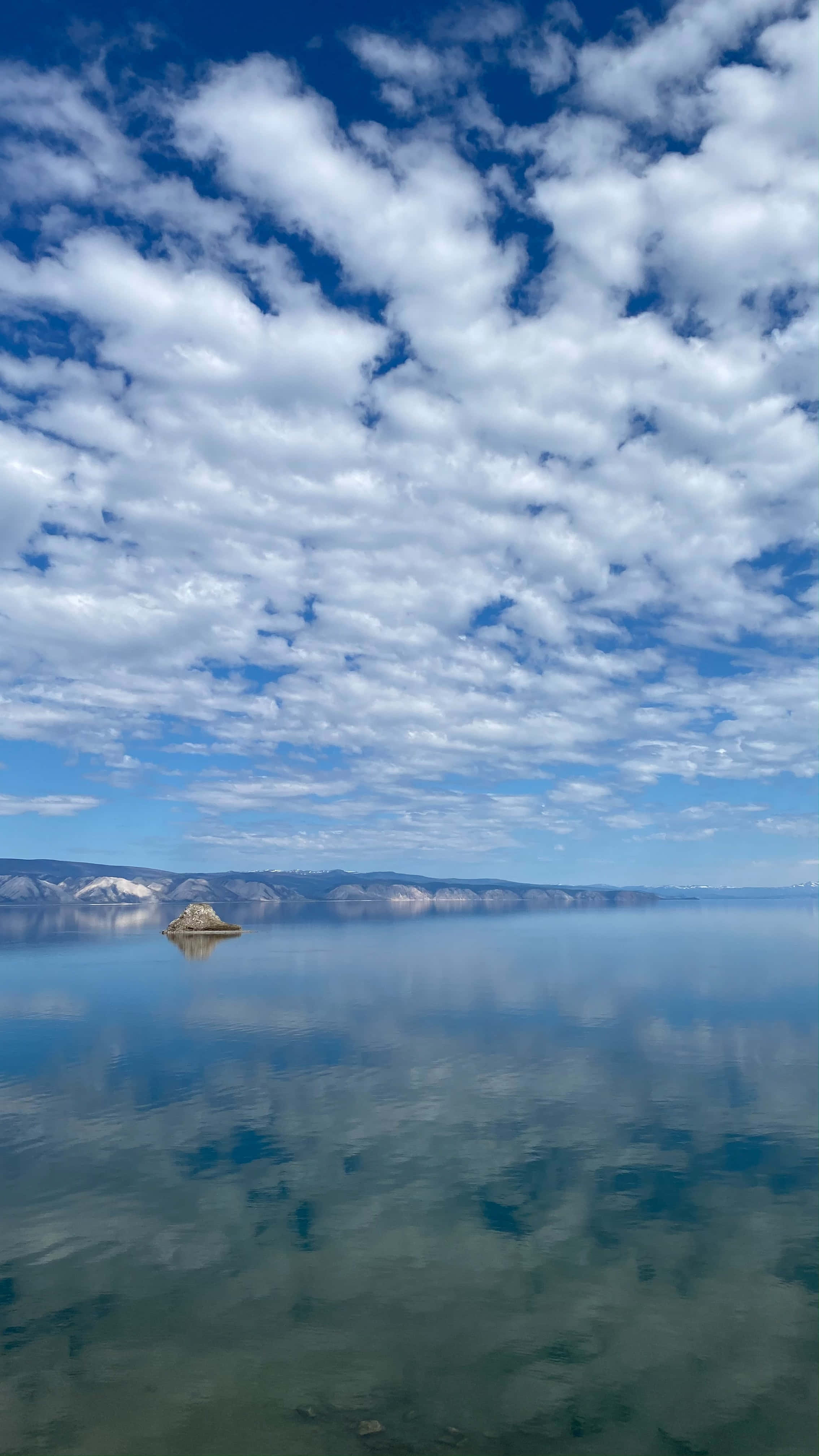 Lake Baikal, vast calm lake, bright blue sky, 4K Phone Wallpaper