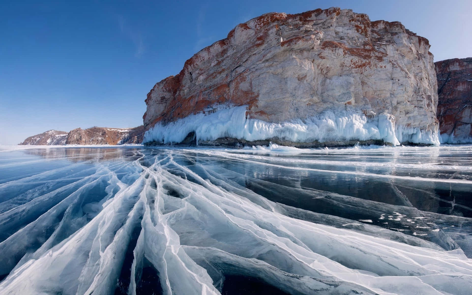 Lake Baikal, frozen lake, icy, Full HD Desktop Wallpaper
