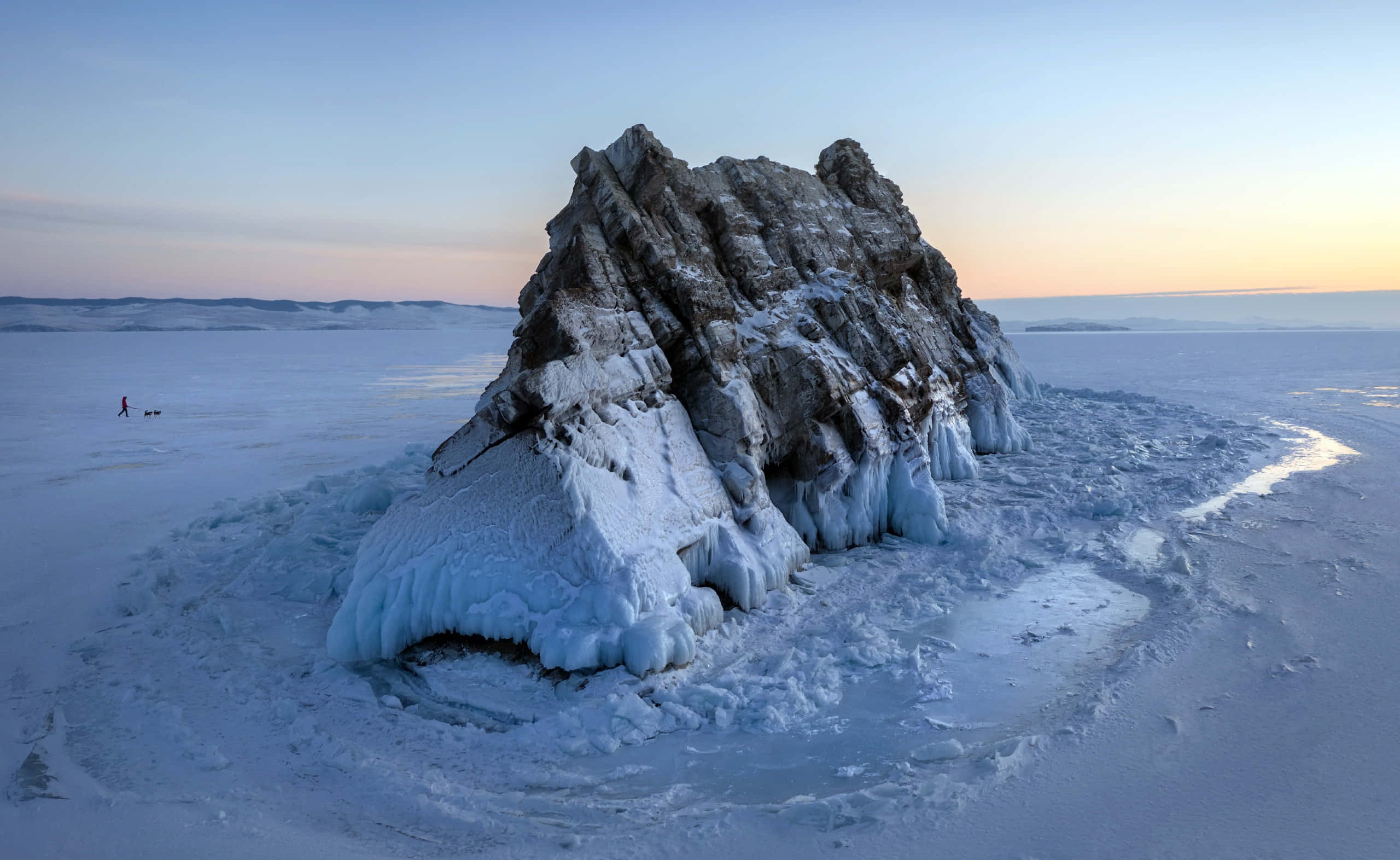 Lake Baikal, snow covered lake, frozen lake, 2K Desktop Wallpaper