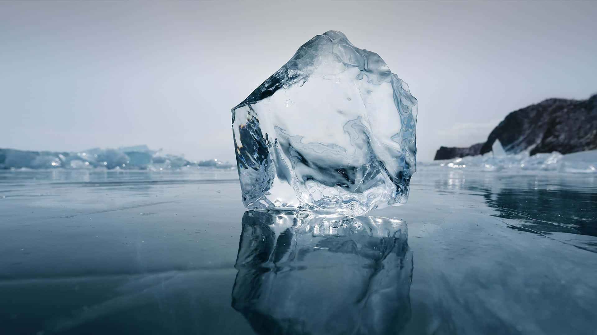 Lake Baikal, translucent ice crystal, frozen lake, Full HD Desktop Wallpaper