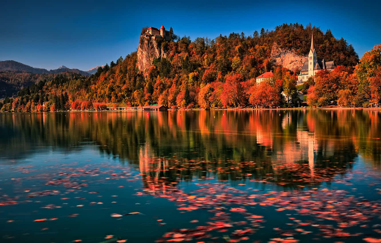 Lake Bled, castle, church, HD Desktop Wallpaper