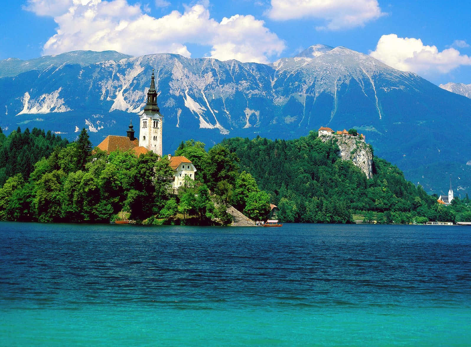 Lake Bled, turquoise waters, lush island, HD Desktop Wallpaper