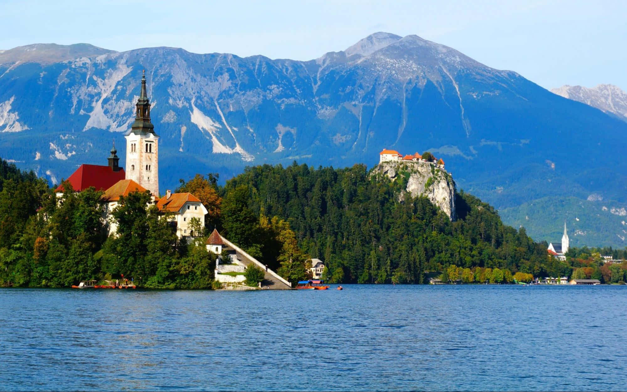Lake Bled, island, church, Full HD Desktop Wallpaper