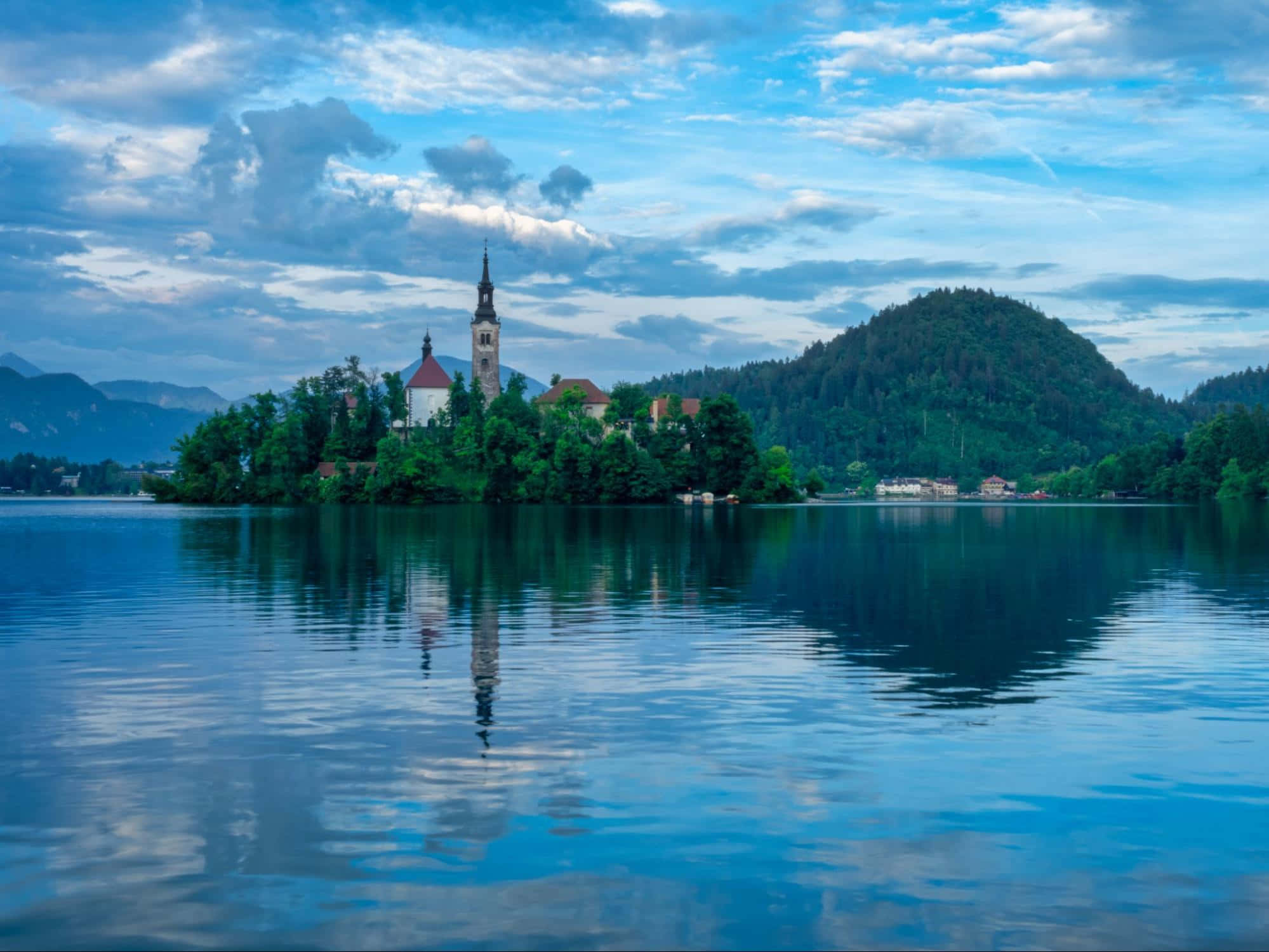 Lake Bled, island, church, Full HD Desktop Wallpaper