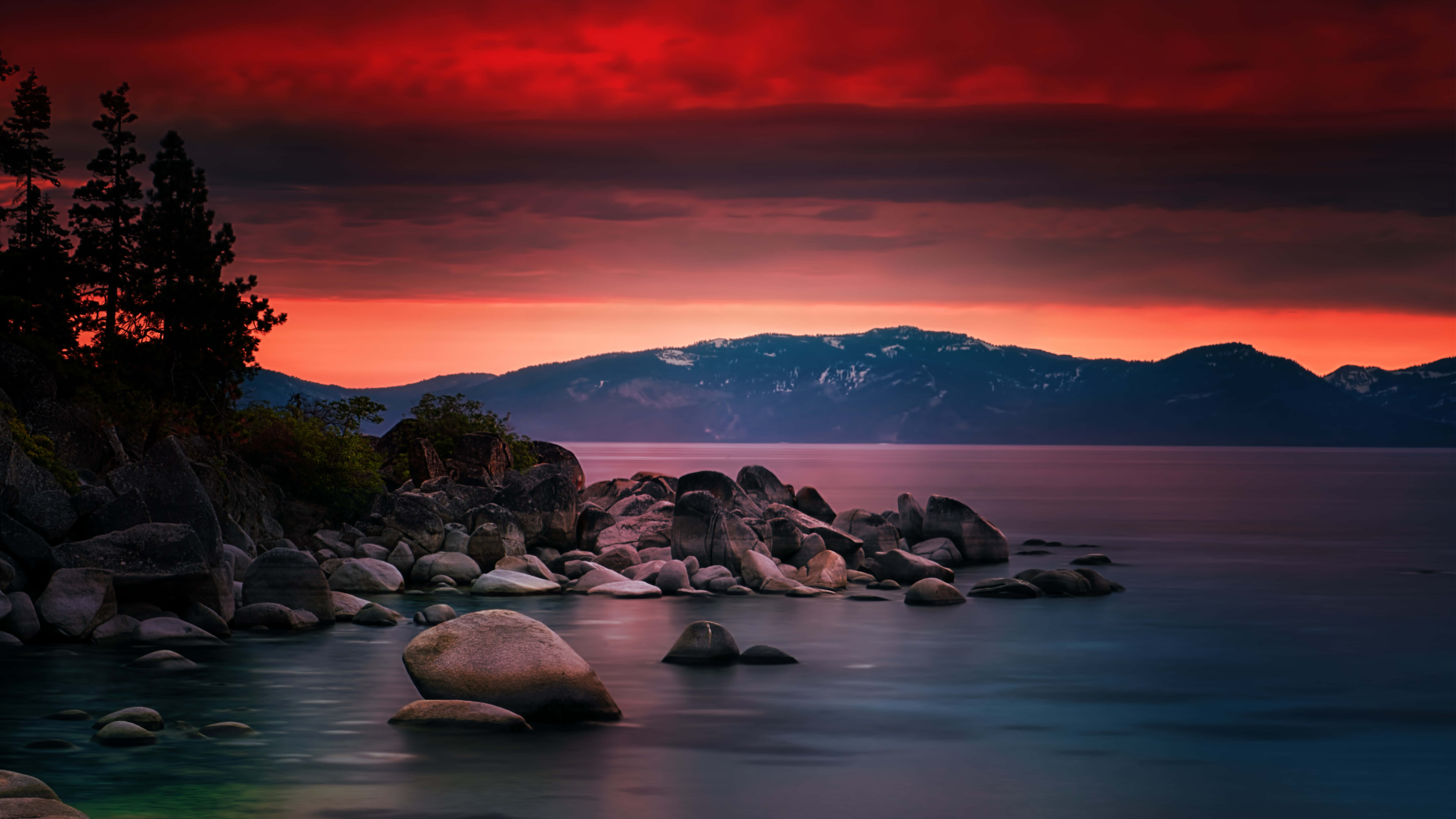 Lake Tahoe, 4K resolution, sunset, 8K Desktop Wallpaper