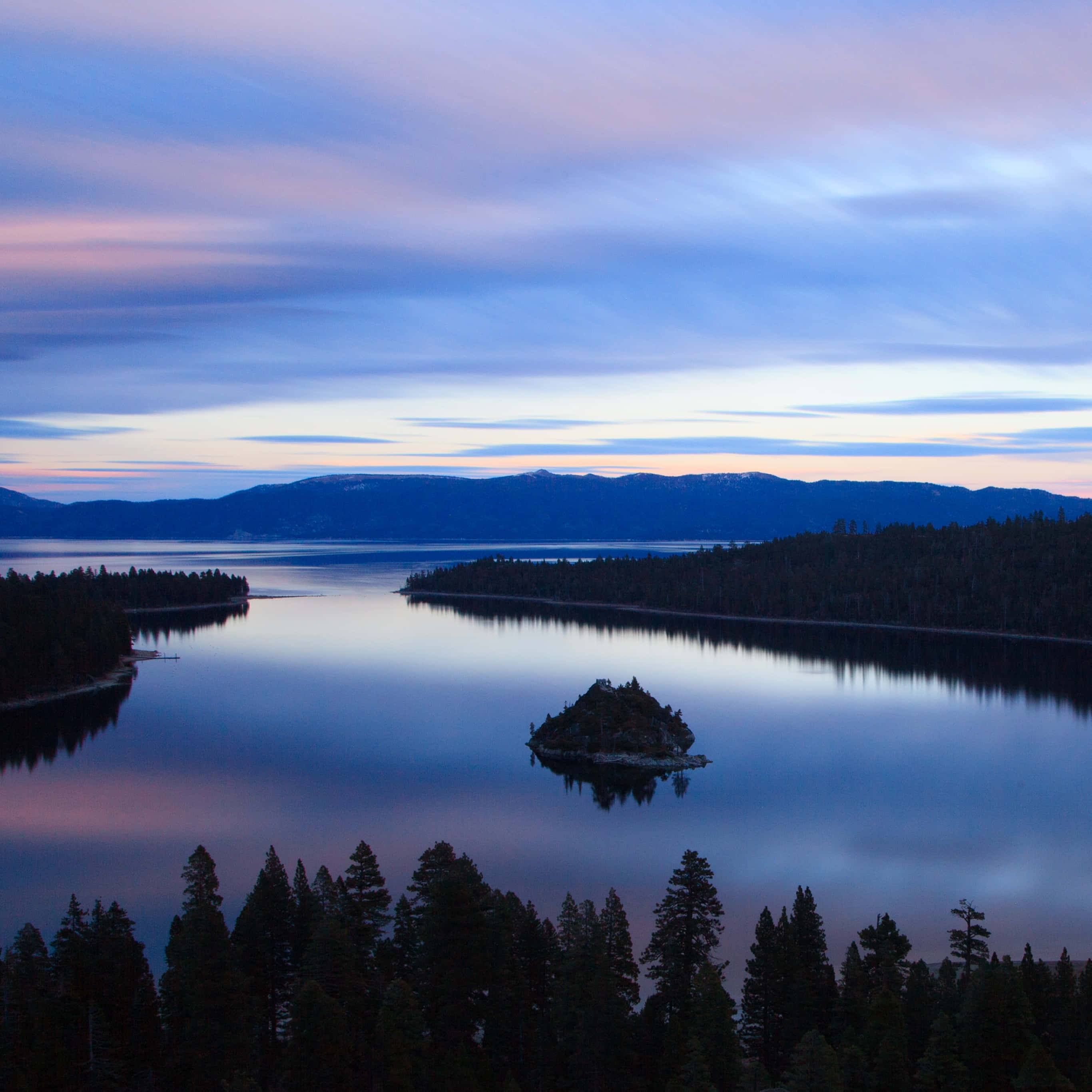 Lake Tahoe, twilight, pastel skies, 2K Desktop Wallpaper