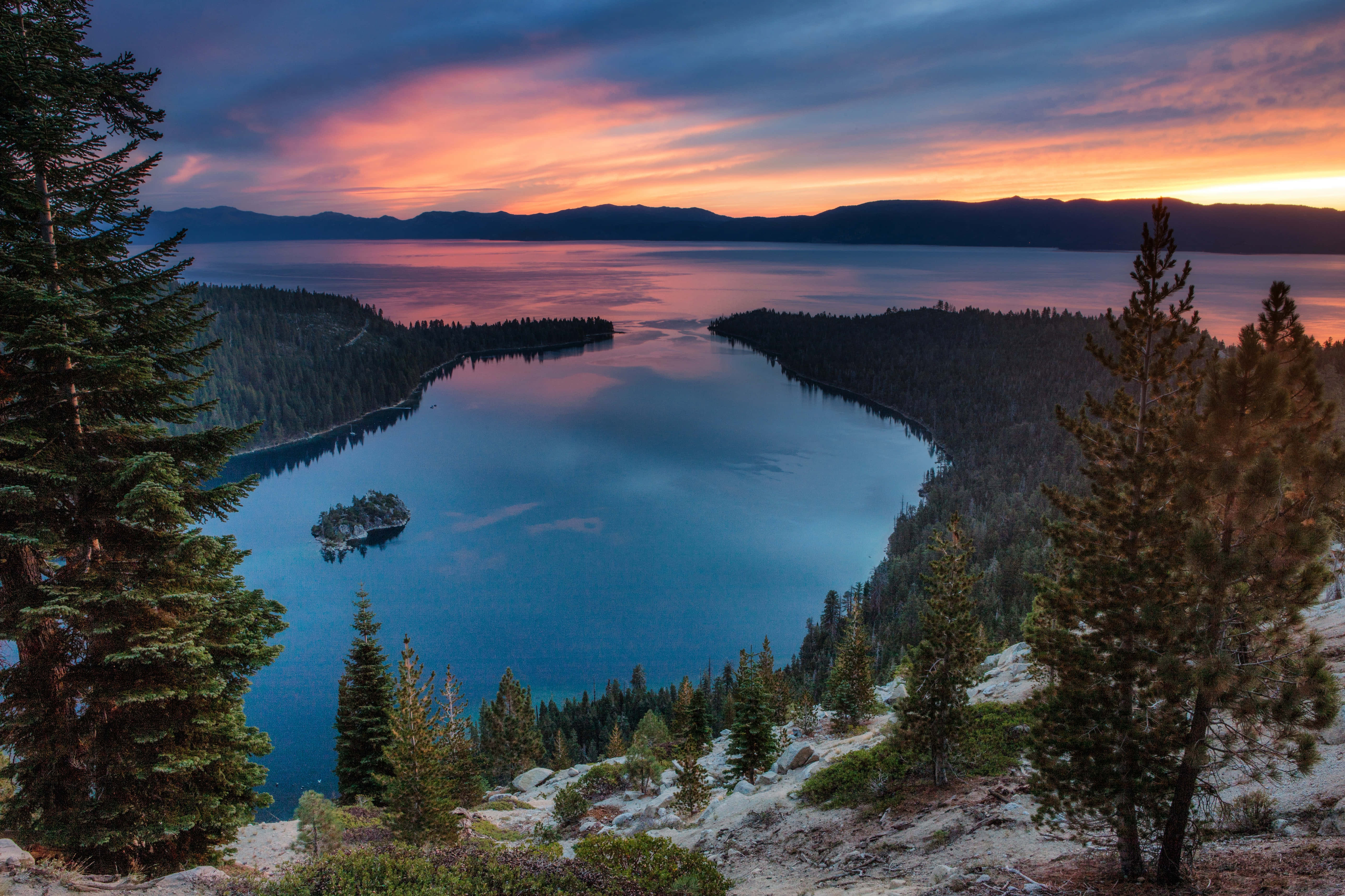 Lake Tahoe, sunset, late afternoon, 5K Desktop Wallpaper