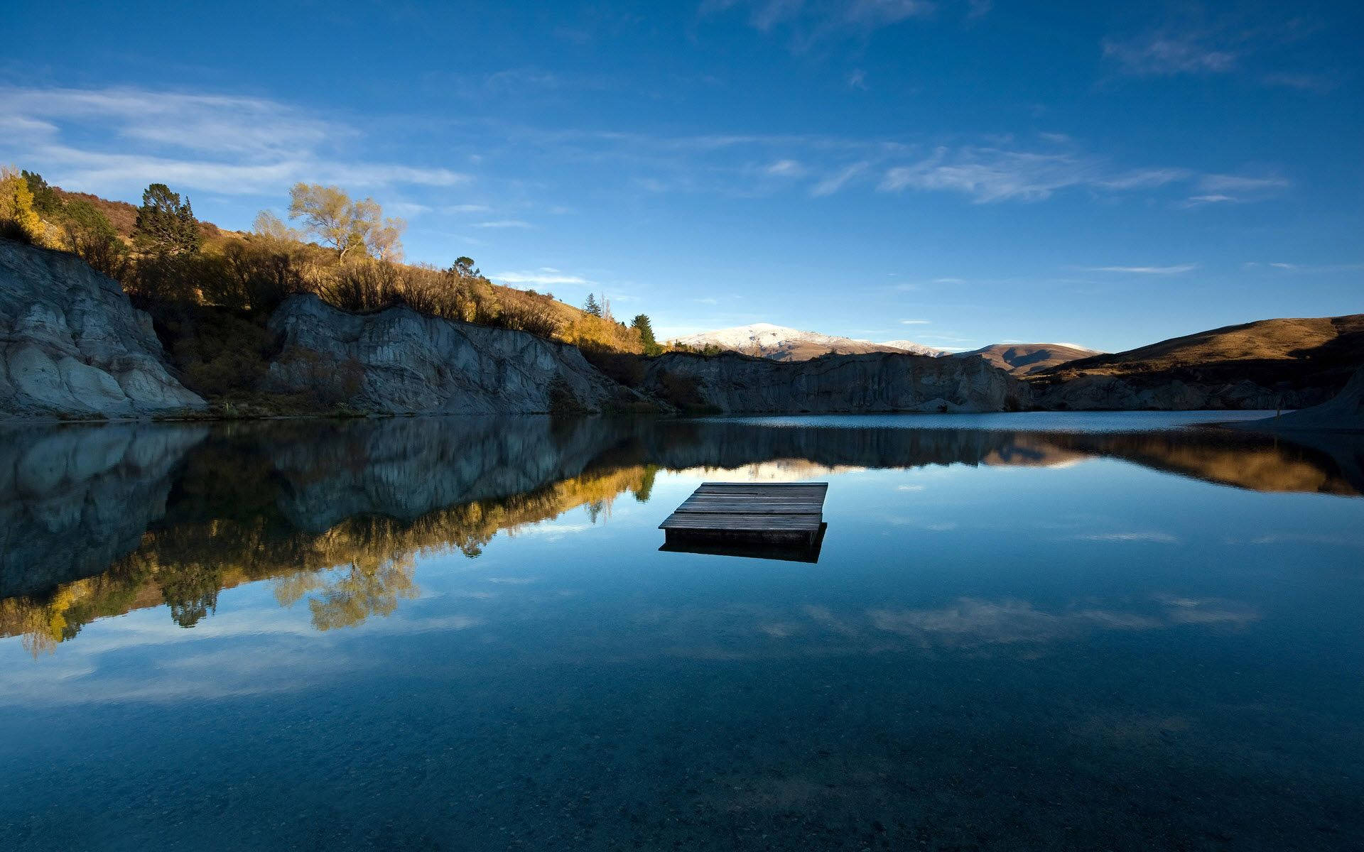 Lake View, still water, wooden dock, Full HD Desktop Wallpaper