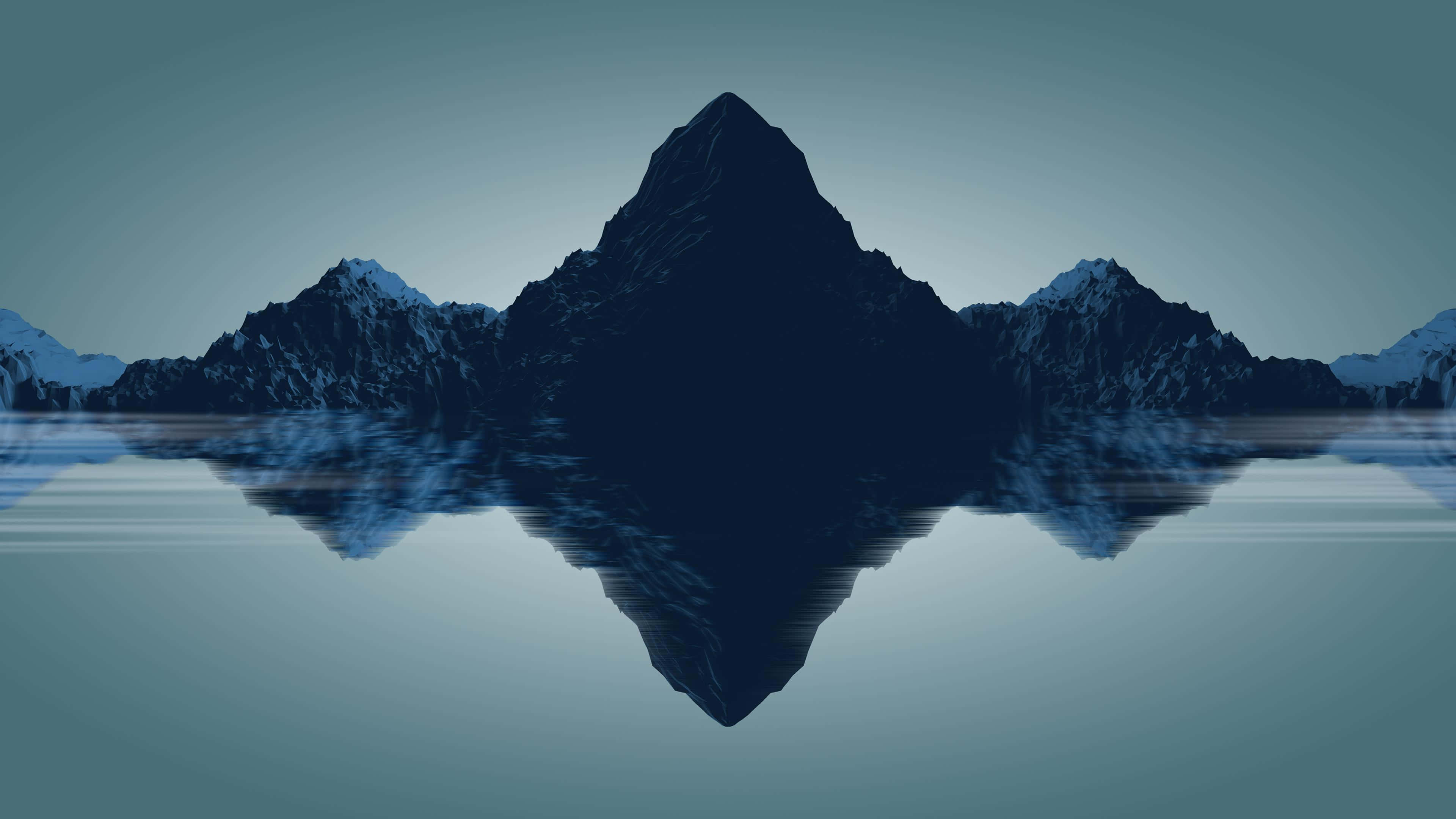 mountain peak, calm blue lake, perfect reflection, 4K Desktop Wallpaper