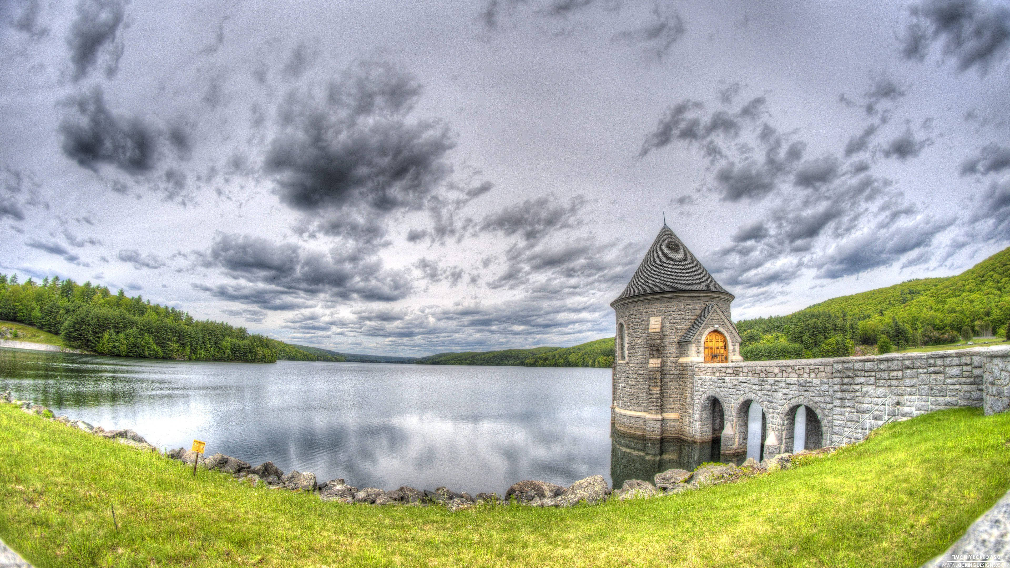 tv 4k saville dam, 4K TV screen, stone chapel, 4K Desktop Wallpaper